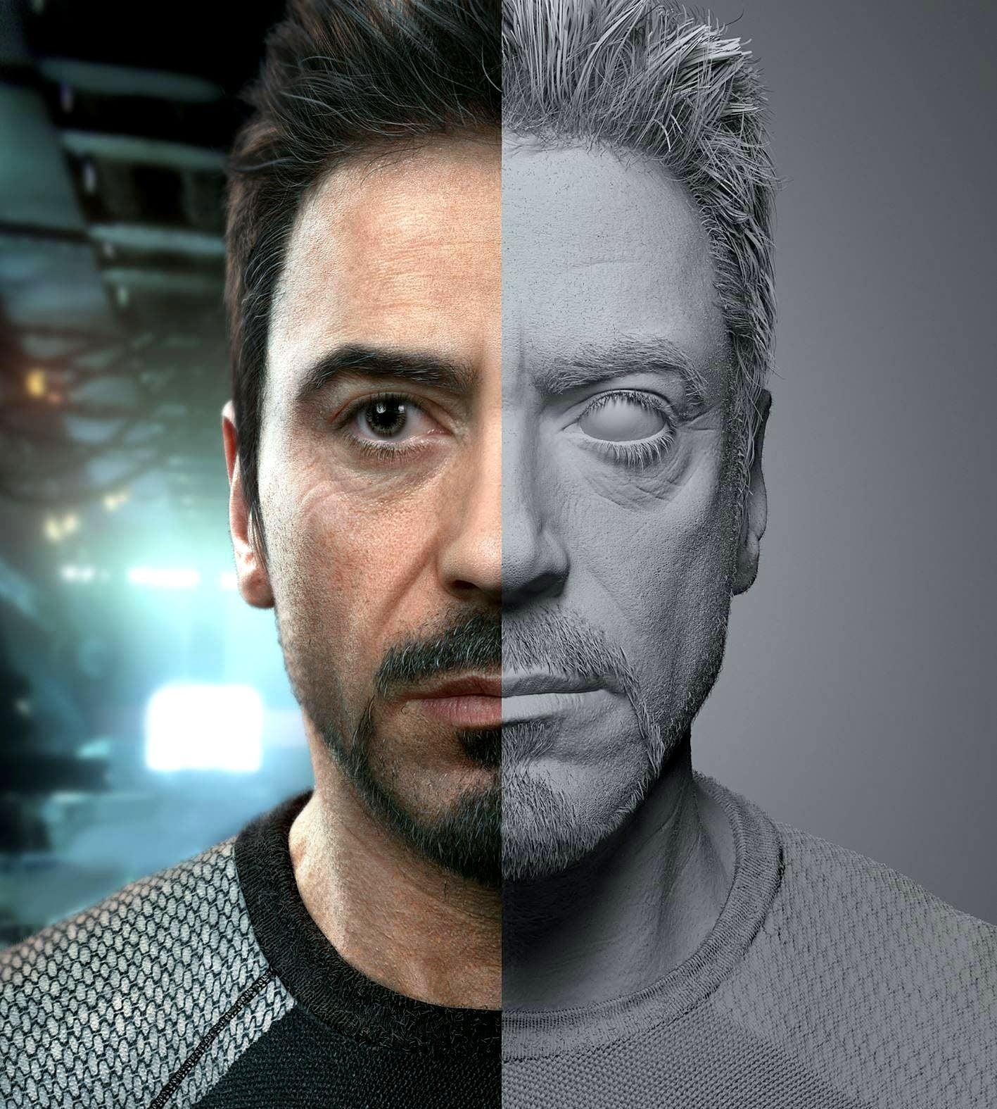 1420x1580 HD wallpaper: Tony Stark sketch, portrait, art, Robert, Phone