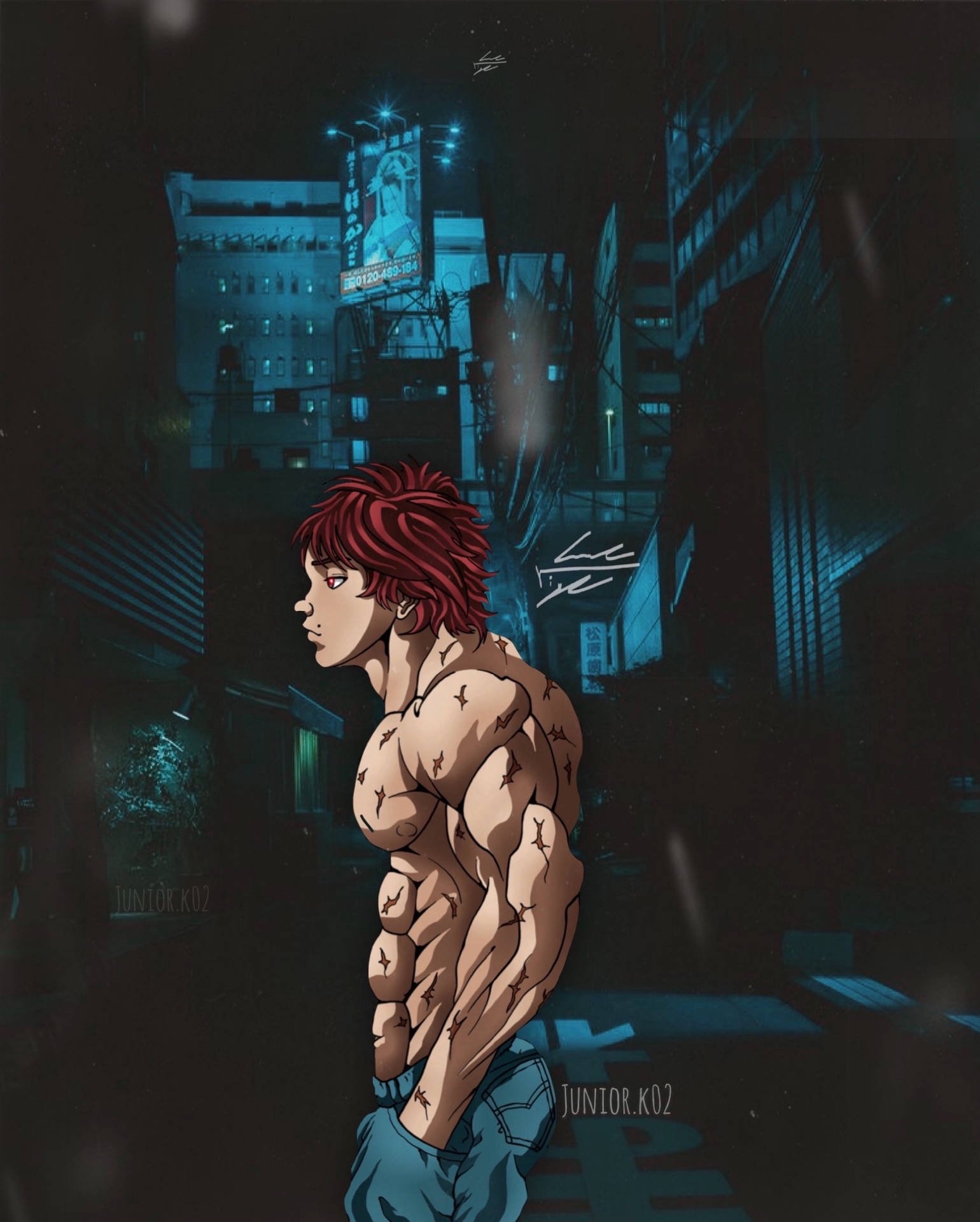 1540x1920 Download Aesthetic Baki Hanma In Street, Phone