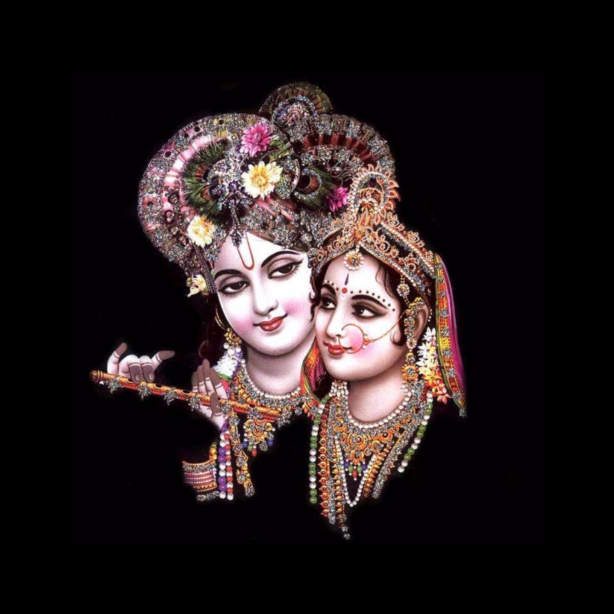 2000x2000 Krishna Black Background, Phone