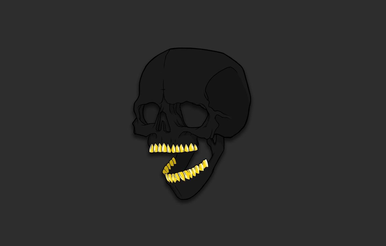 1340x850 Wallpaper Minimalism, Skull, Humor, Black, sake, Art, Art, Black, Desktop