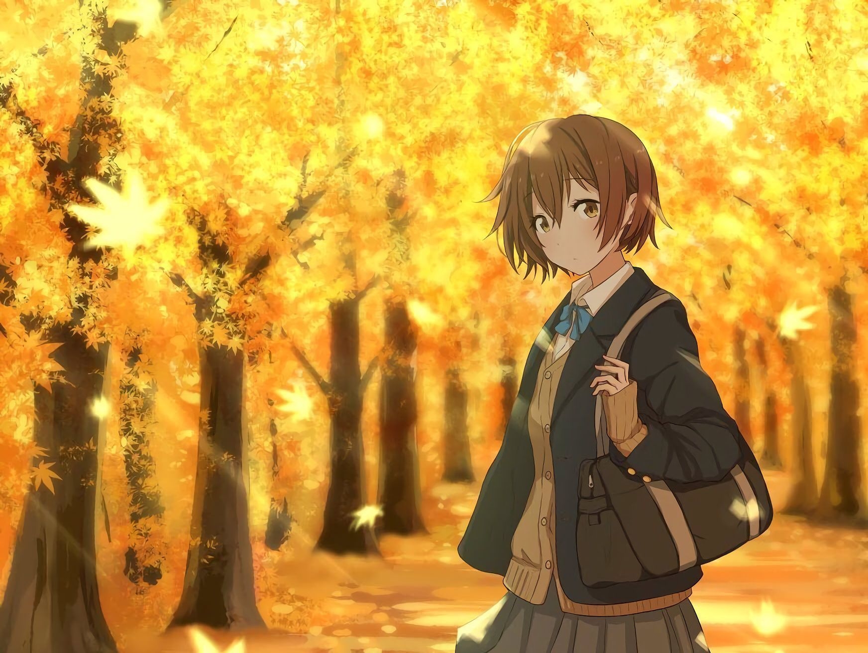 1750x1320 Yellow autumn [Original]. Anime background wallpaper, Anime scenery wallpaper, Anime, Desktop