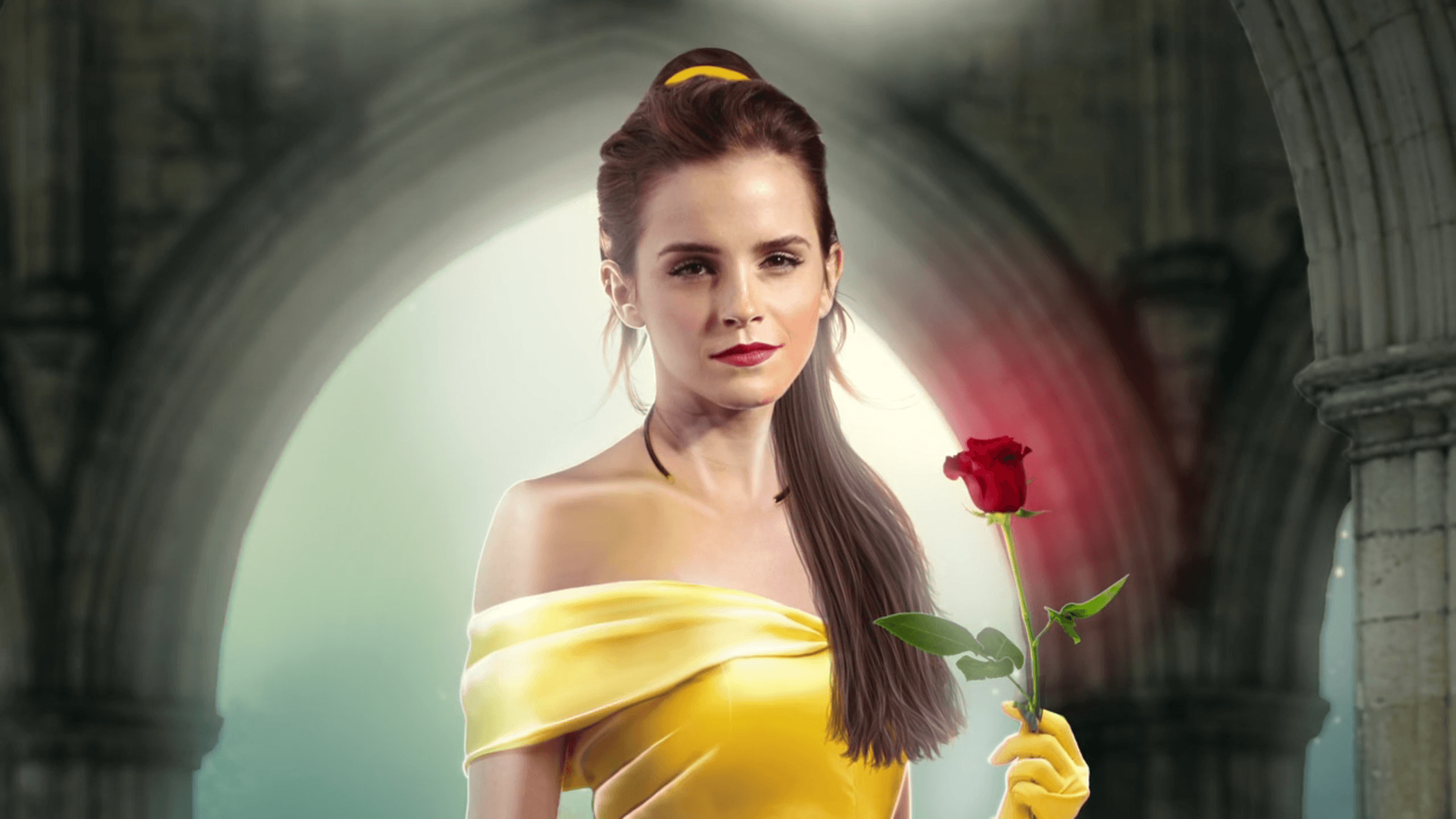 2560x1440 Emma Watson 'Beauty and the Beast' Belle image is fan art, Desktop