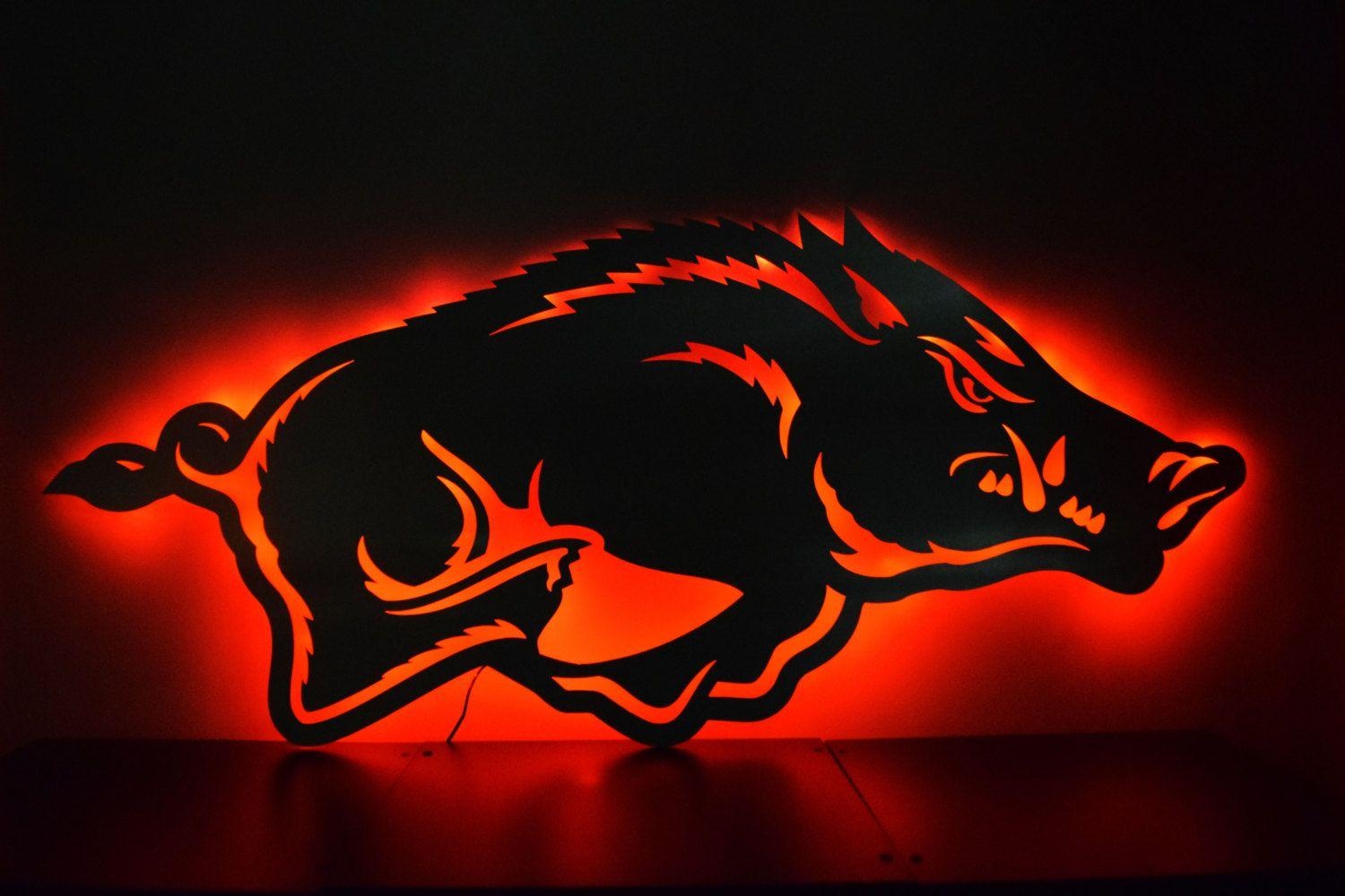 1500x1000 Arkansas Razorback Logo LED Backlit Floating Metal Wall Art, Desktop