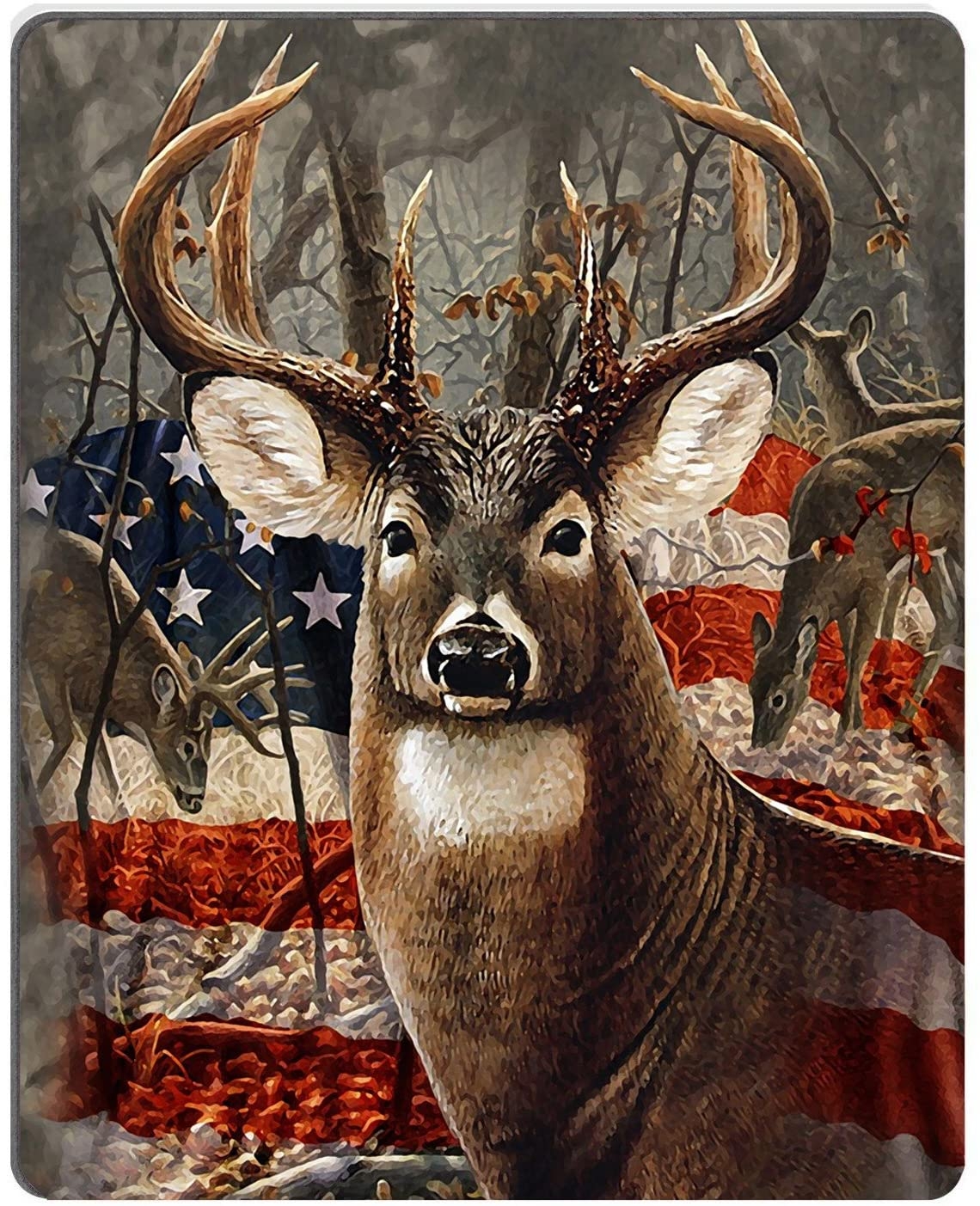 1140x1410 Wknoon Deer Hunting Season with USA Flag Gaming Mouse Pad, 9.45 X 7.87 Inch (240mmX200mmX3mm), Office Products, Phone