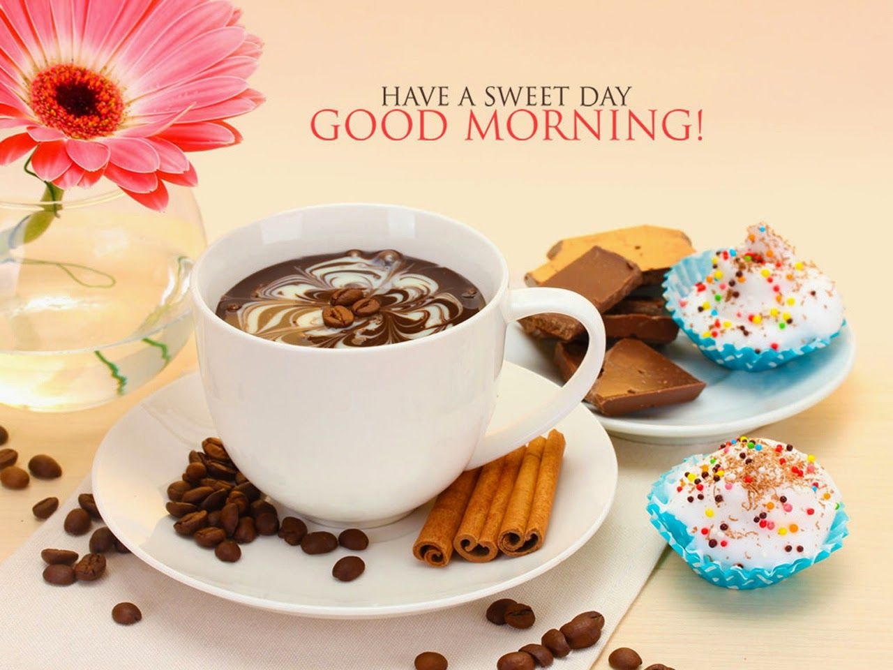 1280x960 Good Morning SMS And Messages With Coffee Flower Wallpaper, Desktop