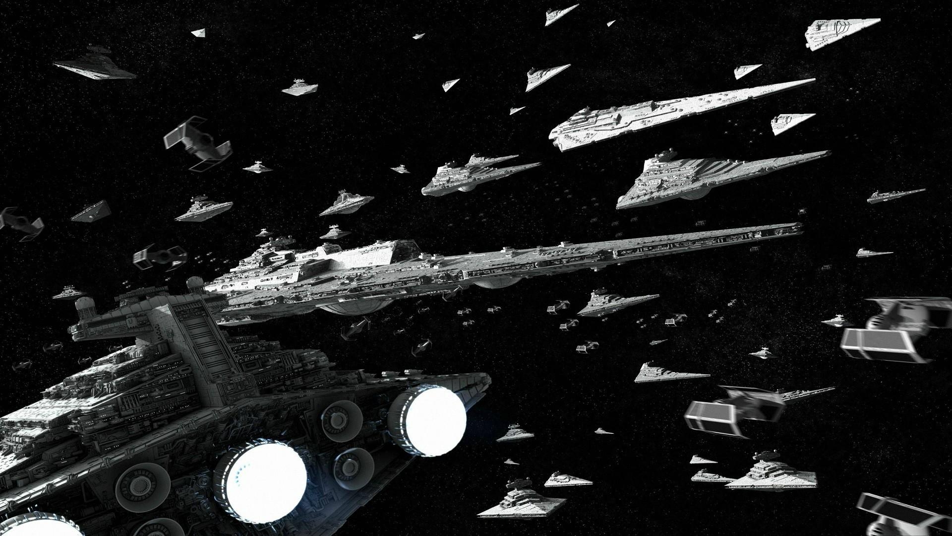 1920x1080 digital Art, Space, Star Wars, Star Destroyer, TIE Fighter, Desktop