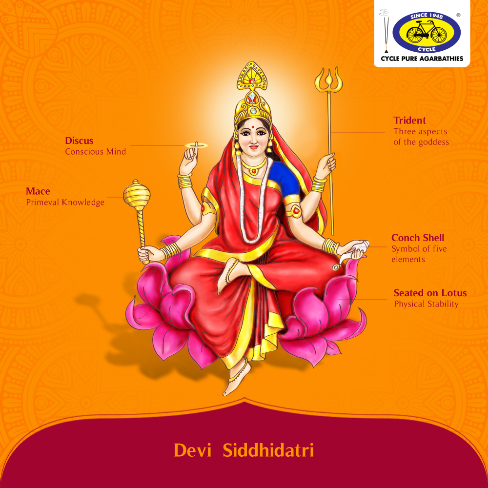 1000x1000 Here's the symbolism of the attributes of Goddess Siddhidatri that you may not have known. #PureDevotion. Happy navratri image, Hindu gods, Durga goddess, Phone