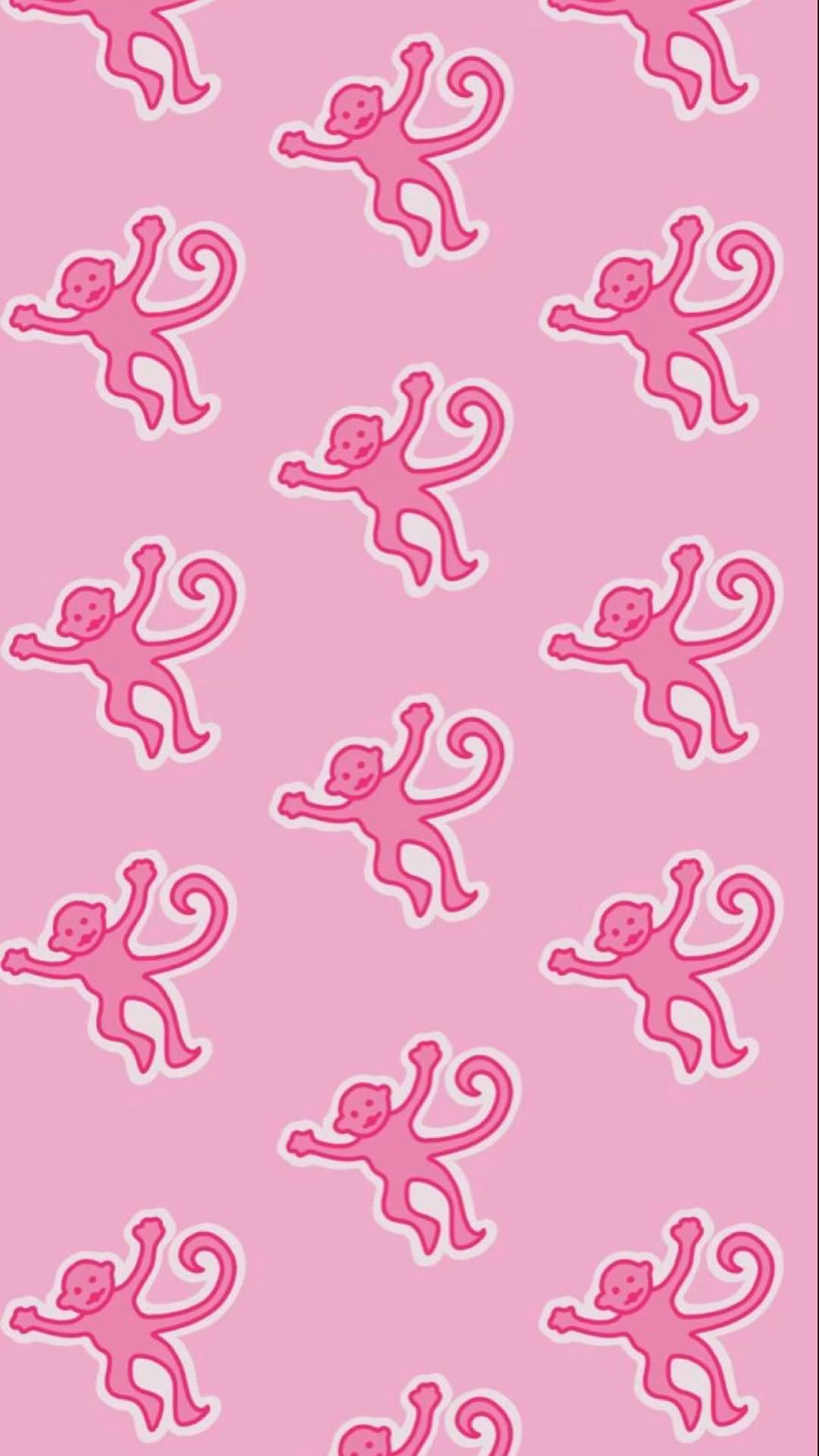 1080x1920 Preppy Wallpaper. Pink Monkey Stickers, Phone