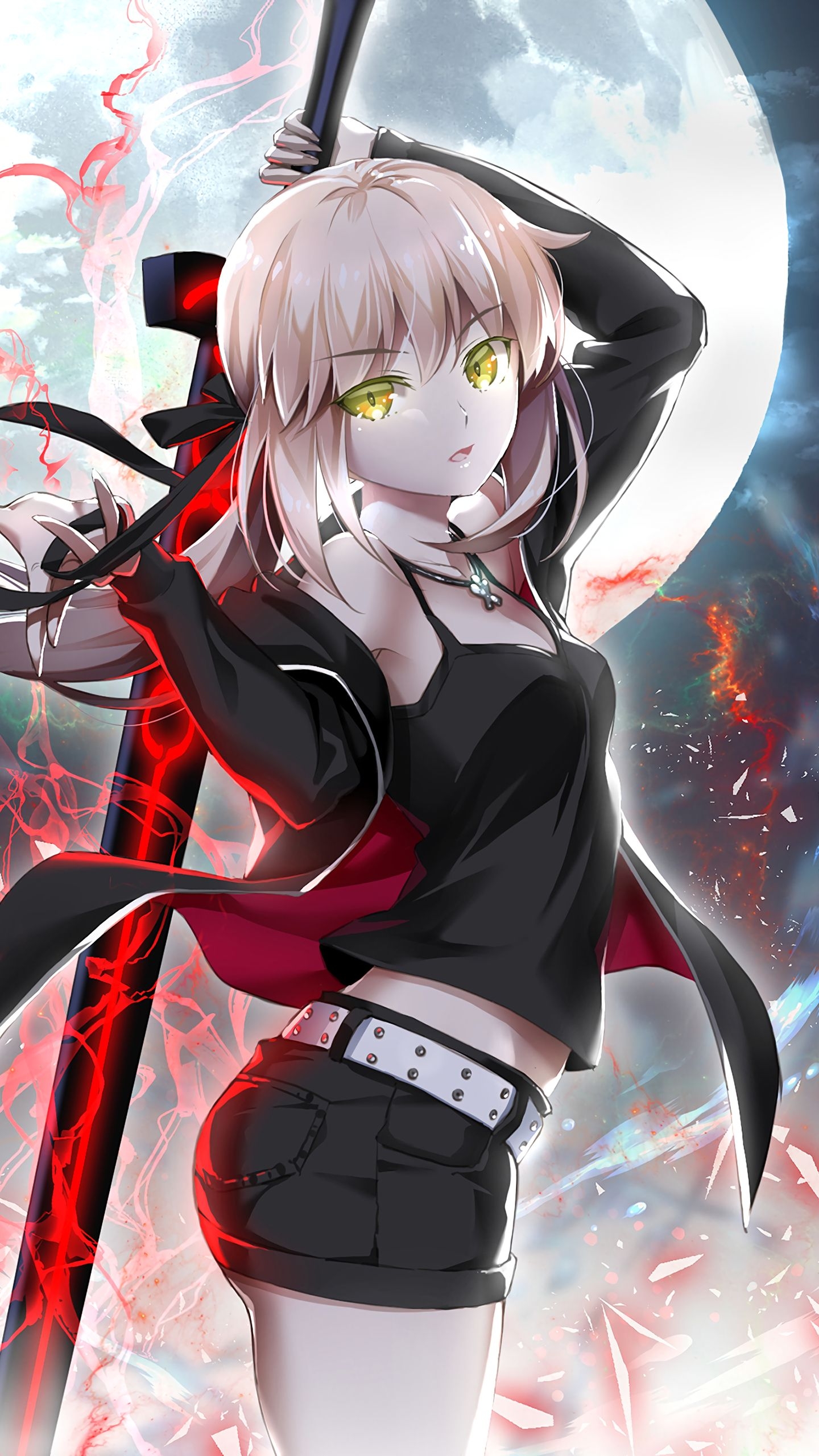 1440x2560 Hd Anime Wallpaper Dark Girl With Sword Wallpaper & Background Download, Phone