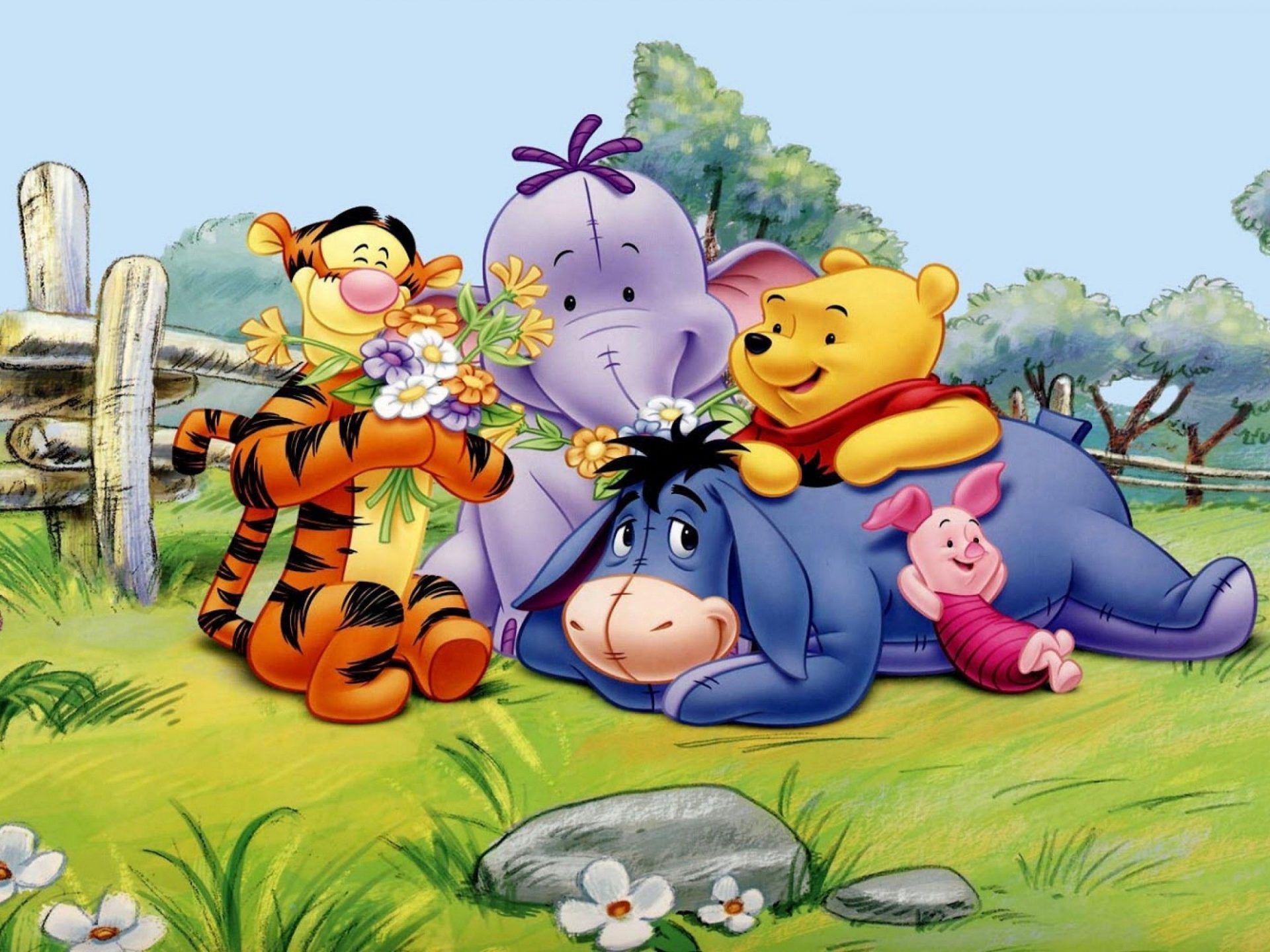 1920x1440 Winnie The Pooh Tigger Eeyore Piglet And Elephant Spring HD Wallpaper 2880x1800, Wallpaper13.com, Desktop