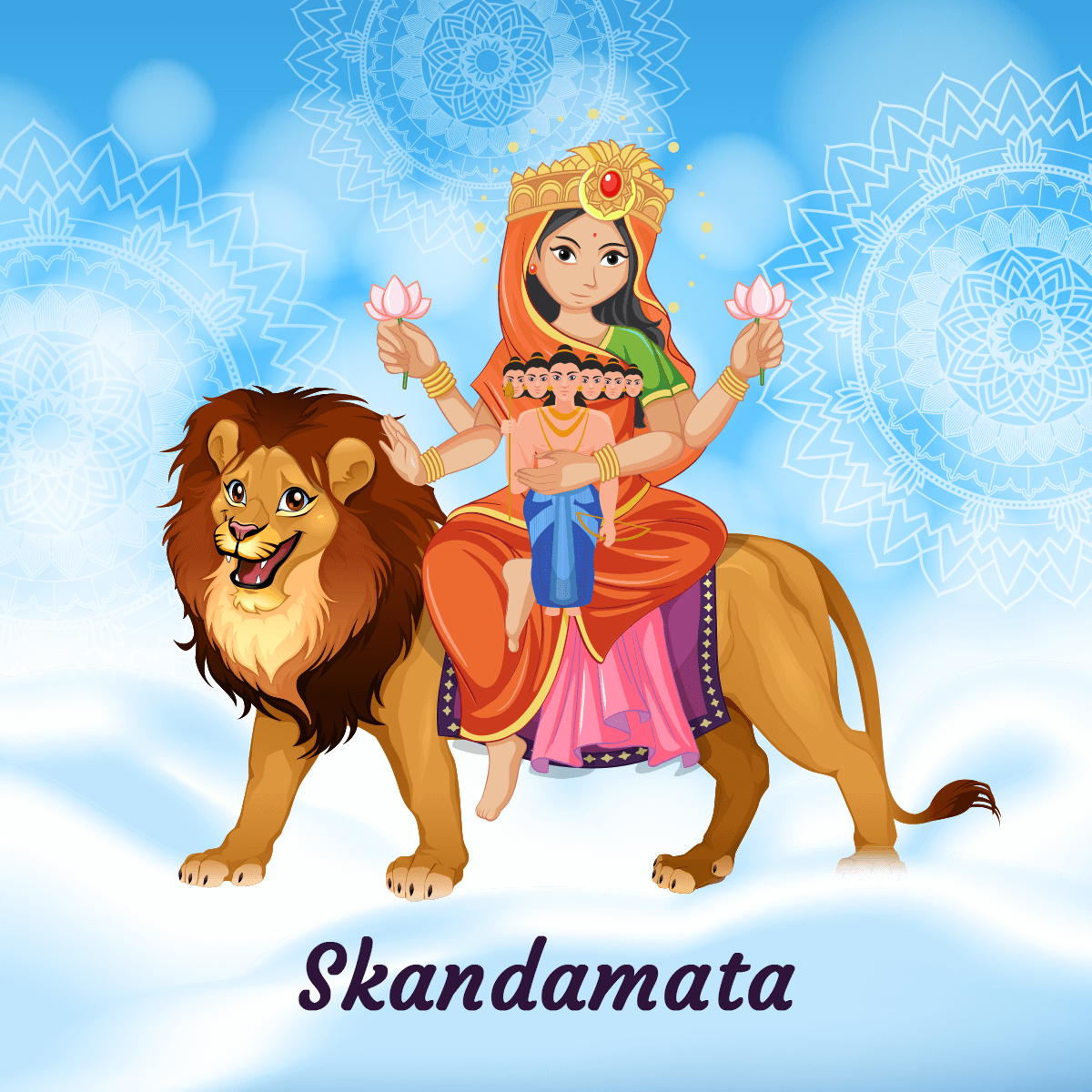 1200x1200 Goddess Skandamata Puja. Happy navratri image, Navratri devi image, Navratri image, Phone