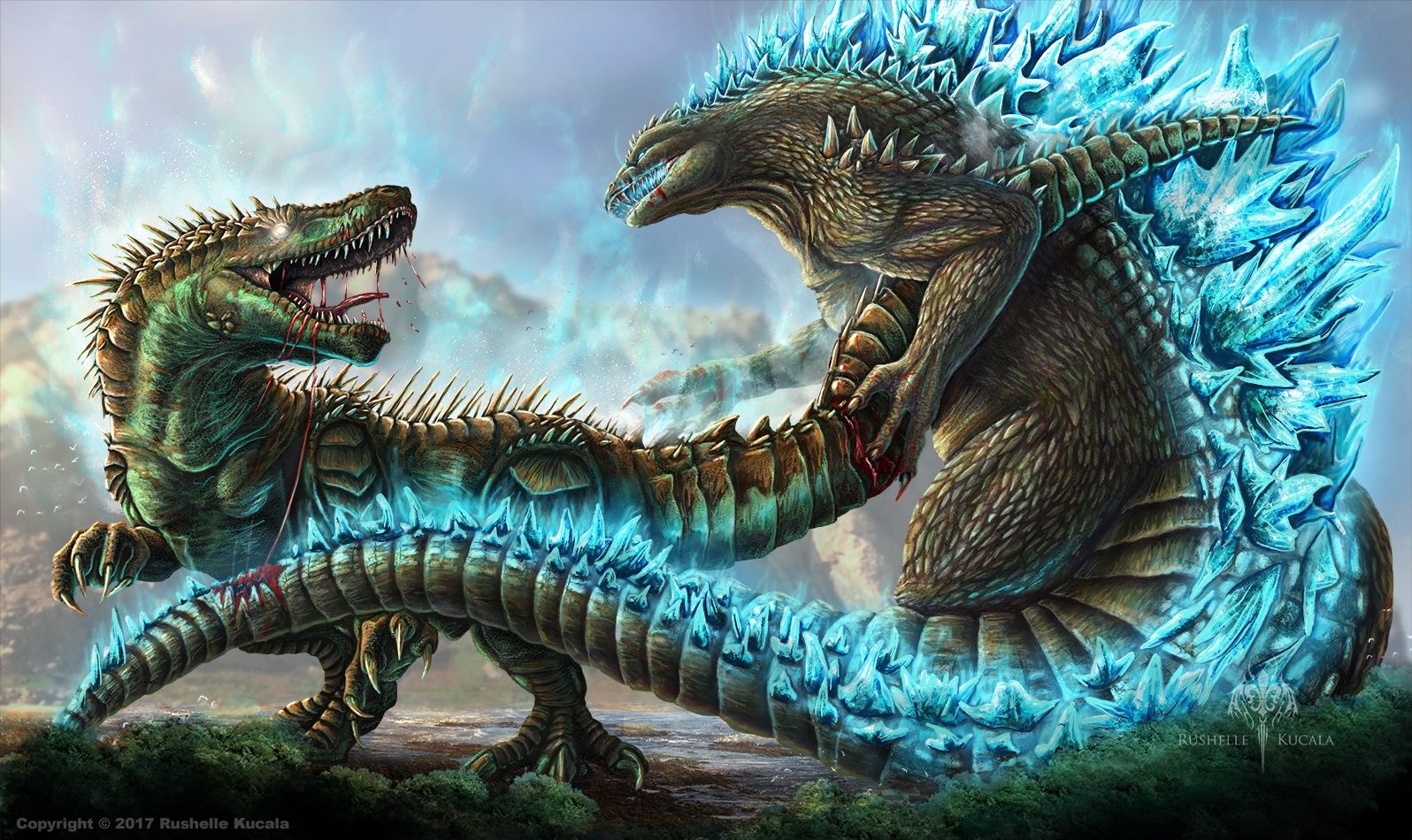 1600x950 Godzilla VS. Atomic Rex. Godzilla wallpaper, All godzilla monsters, Godzilla vs, Desktop