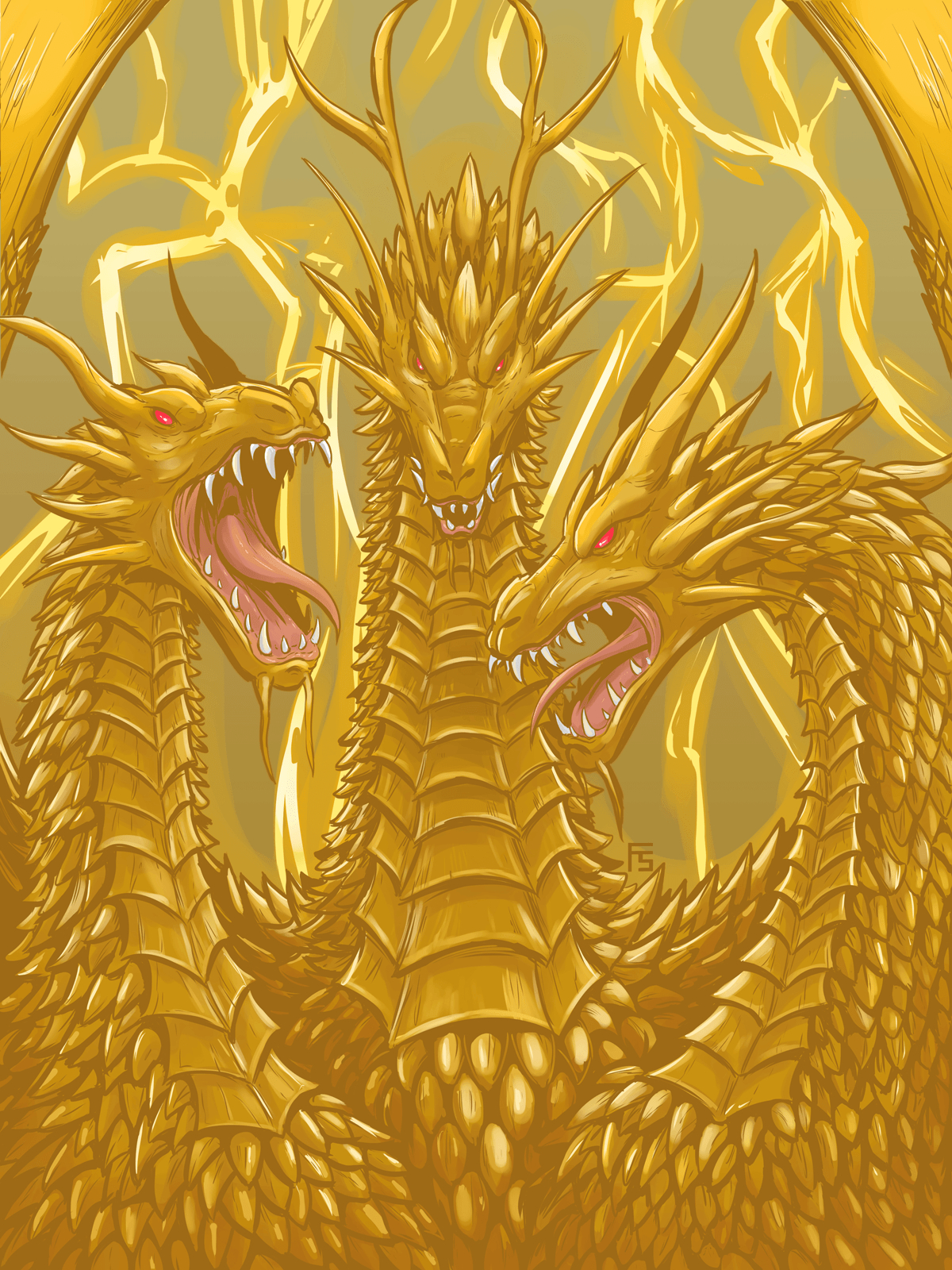 1200x1600 My King Ghidorah Illustration, Phone