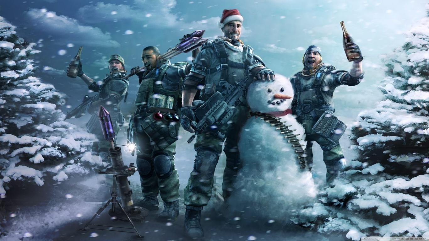 1370x770 military, snowmen, Christmas wallpaper, Desktop