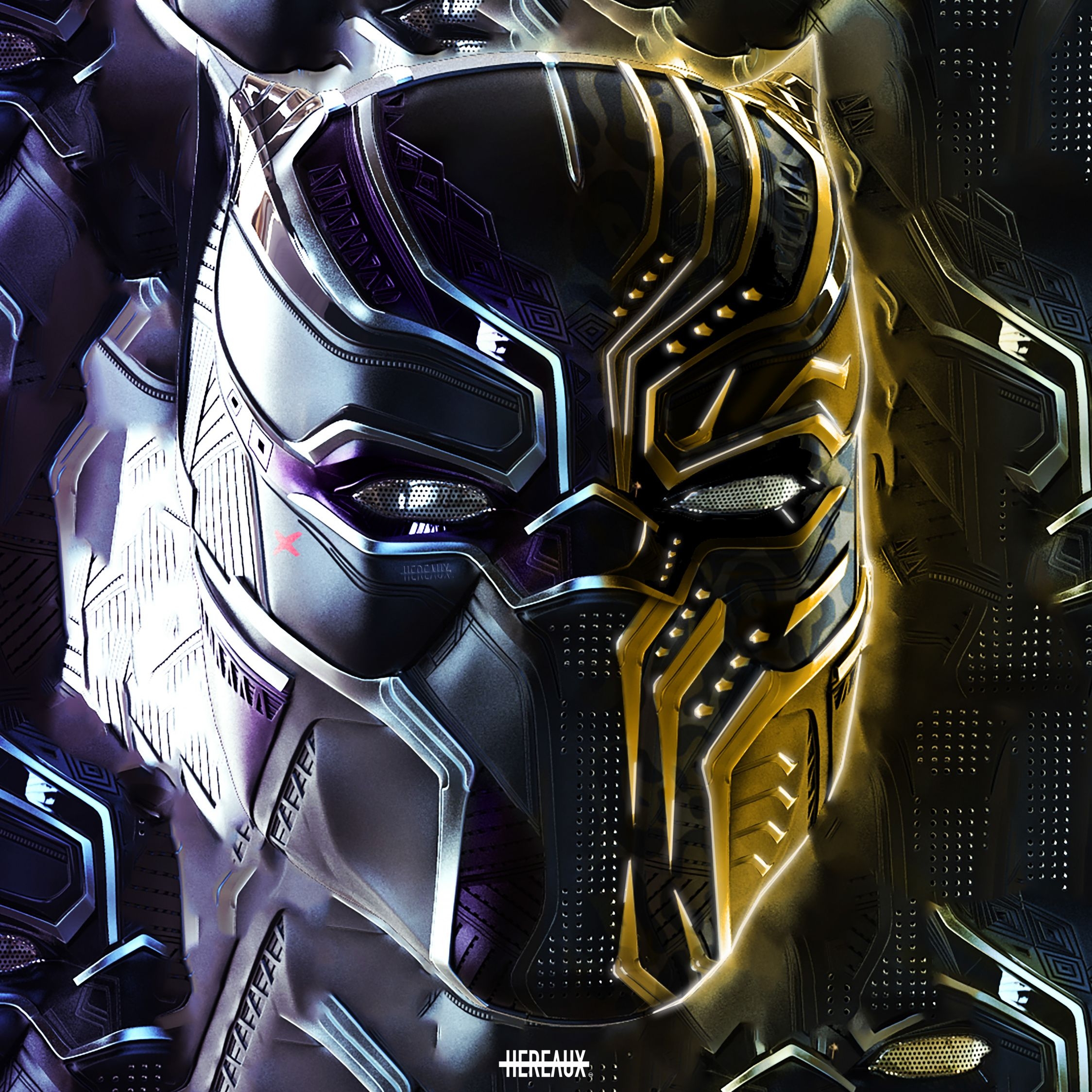 2250x2250 Download Face Off, Masks, Black Panther, Erik Killmonger, Art, Phone