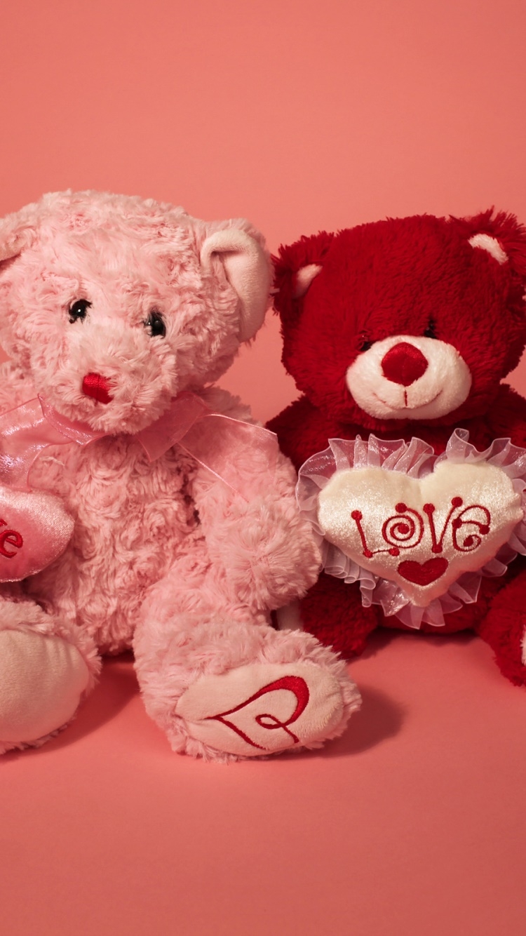 750x1340 Wallpaper / Holiday Valentines Day Phone Wallpaper, Stuffed Animal, Love, Teddy Bear,  free download, Phone