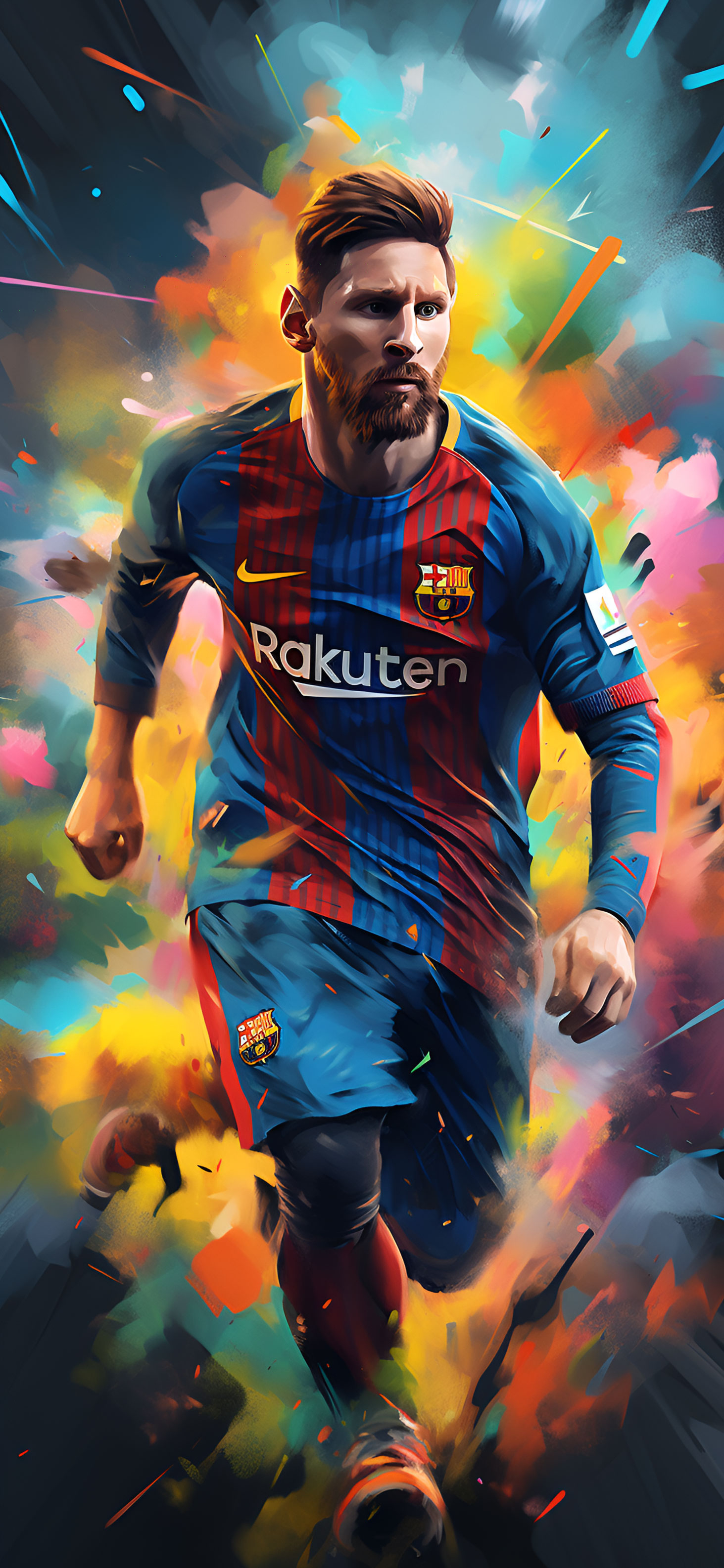 1470x3180 Lionel Messi Barcelona Uniform Art, Phone