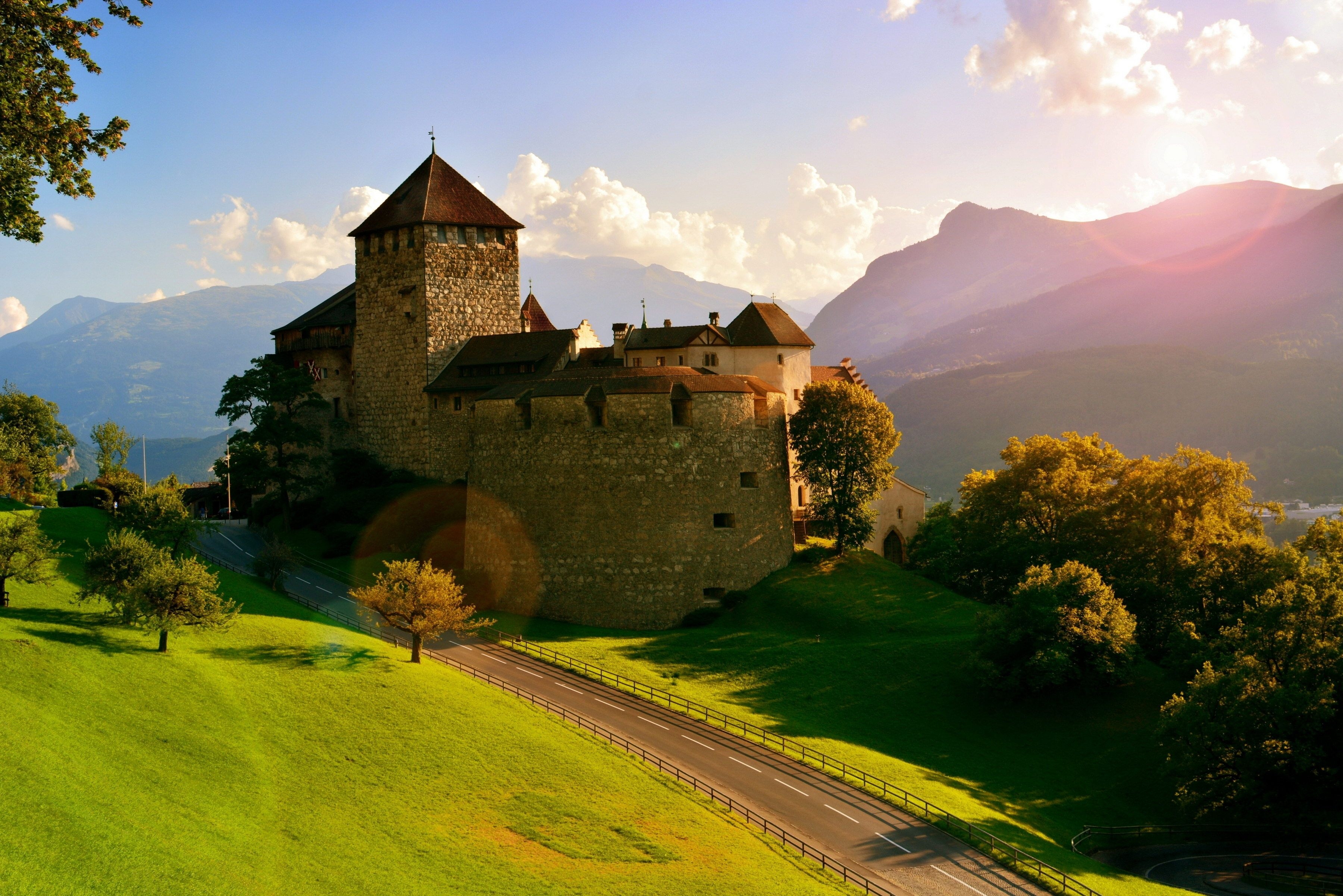 3600x2410 Wallpaper Vaduz Castle, Vaduz, Liechtenstein, Alps, grass, castle, Desktop