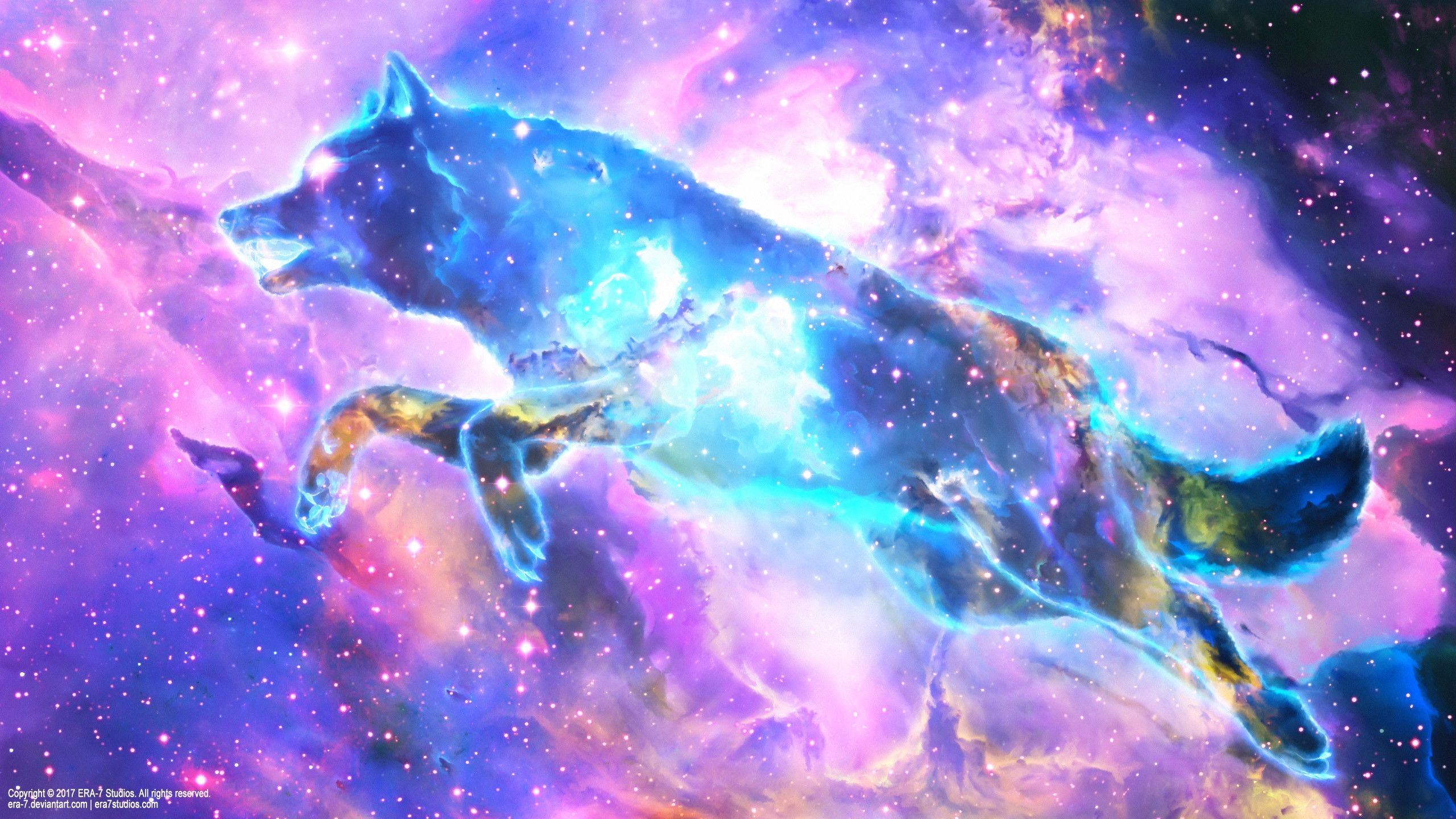 2560x1440 Ilmu Pengetahuan 9: Anime Galaxy Wolf Girl, Desktop