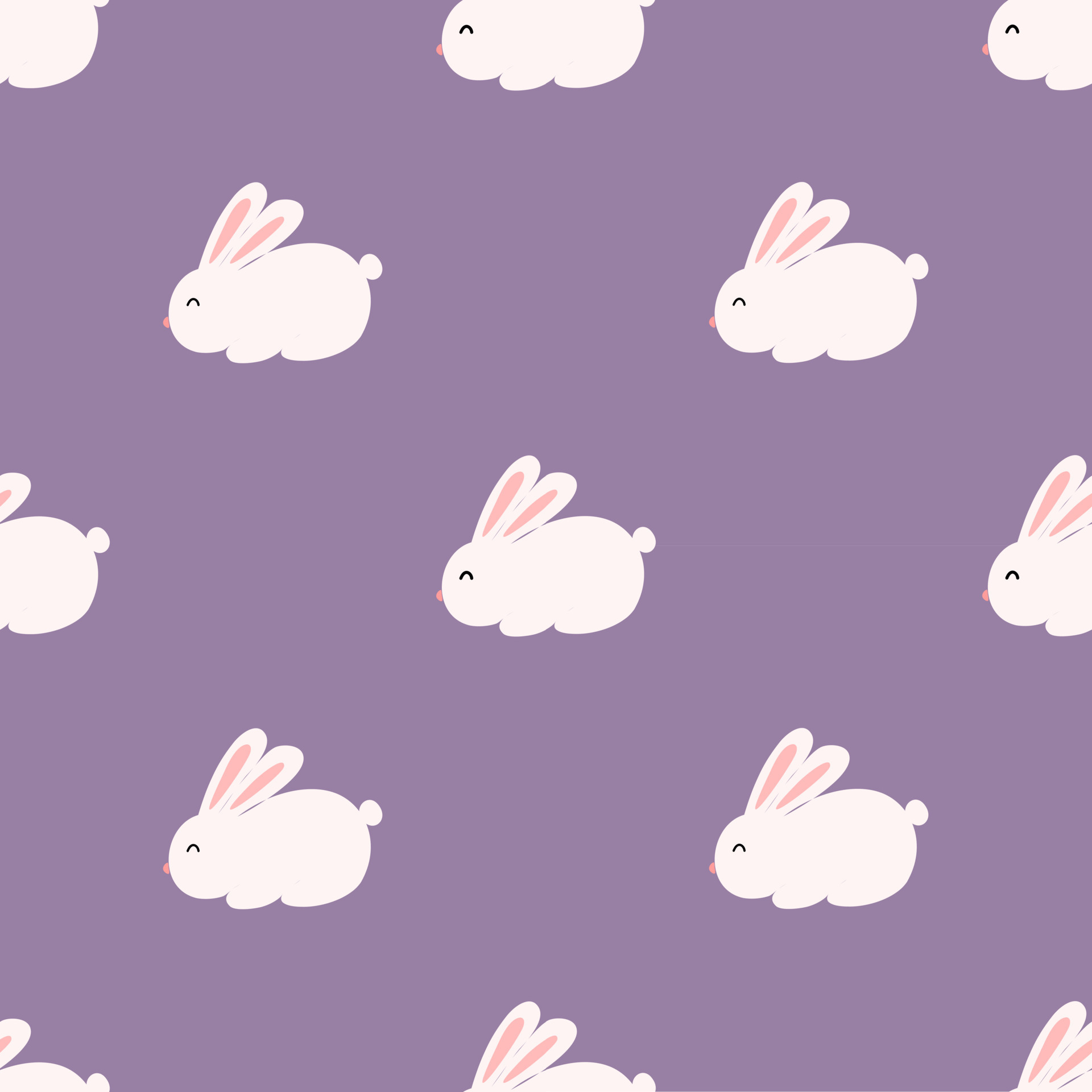 1920x1920 Cute rabbit on purple background. Seamless pattern of Easter rabbit, Phone