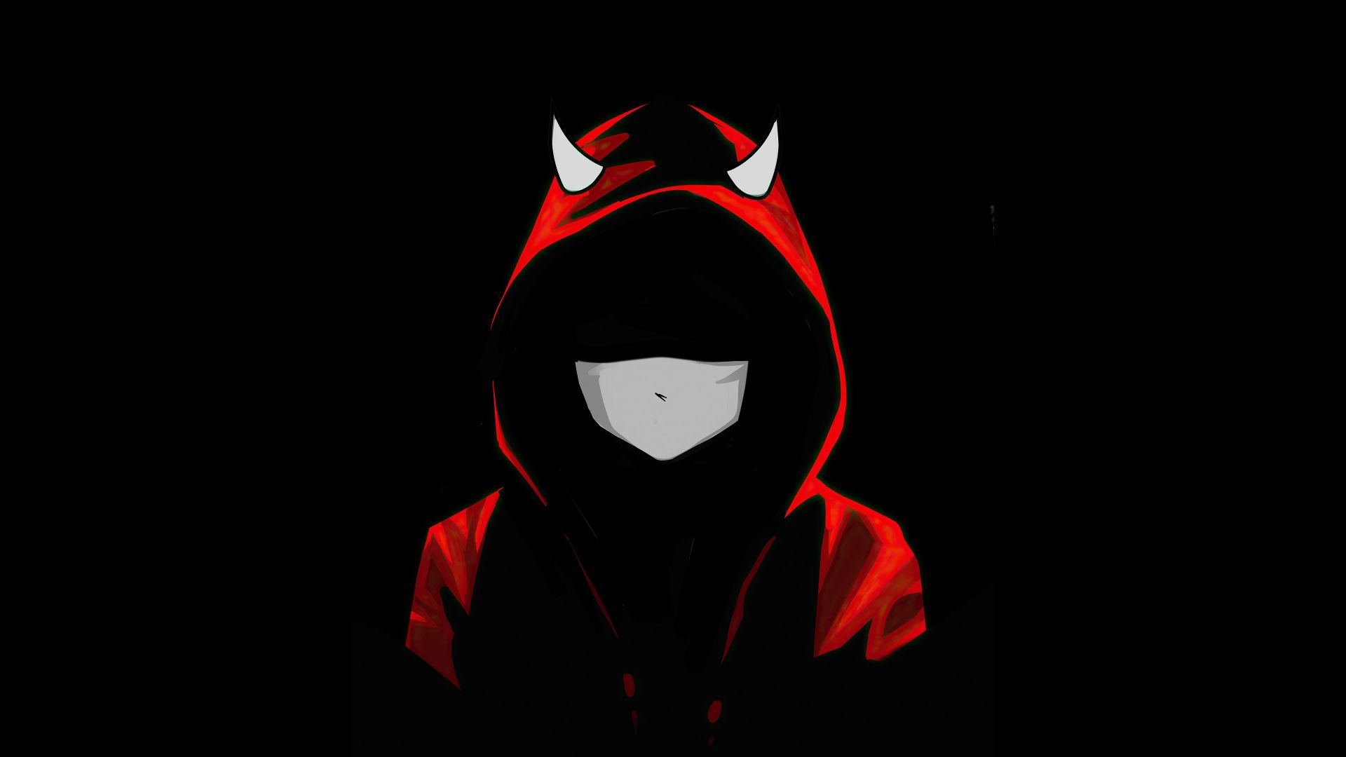 1920x1080 Devil boy in mask, red hoodie, dark wallpaper, HD image, picture, background, 4ef517, Desktop