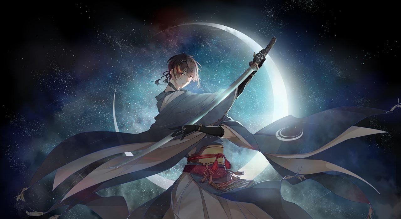 1280x700 Sword moon touken ranbu anime series boy characters original wallpaperx980, Desktop