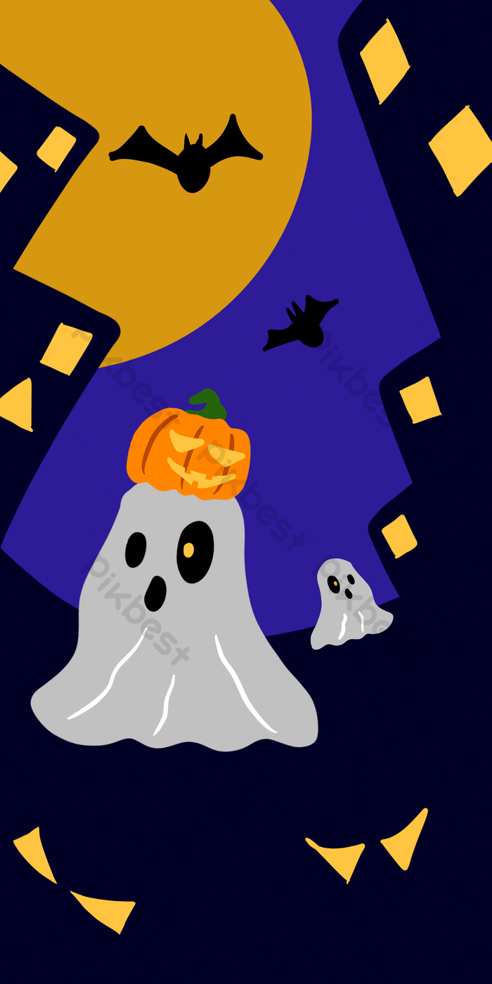 700x1400 Cute Cartoon Wallpaper Halloween. PSD, Phone