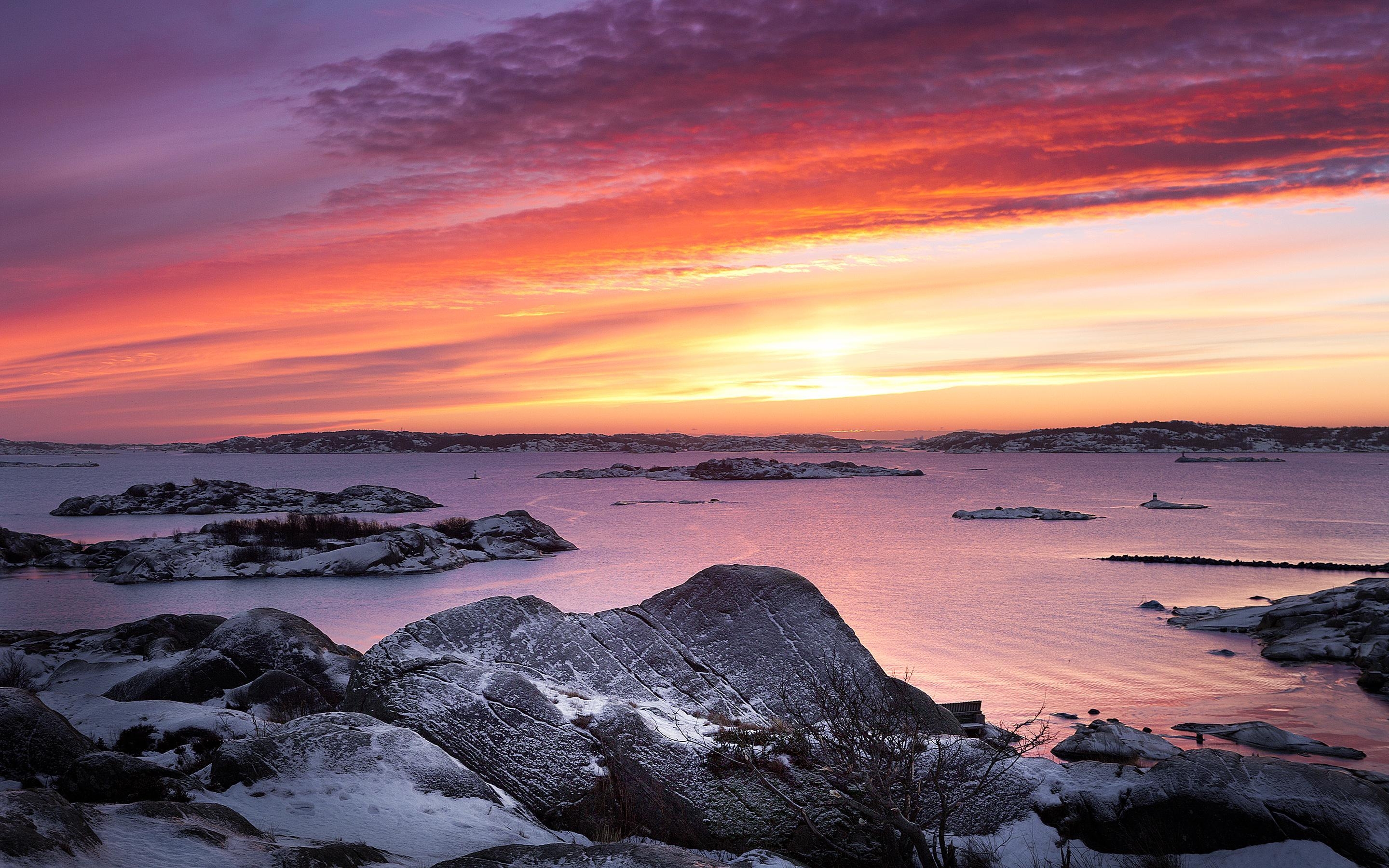 2880x1800 Wallpaper West coast, Last Snow, Gothenburg, Sweden, Nature, Desktop