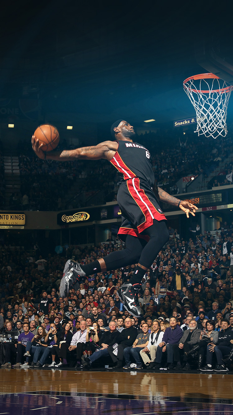 750x1340 Lebron James Dunk Nba Sports Art Flare Basketball, Phone