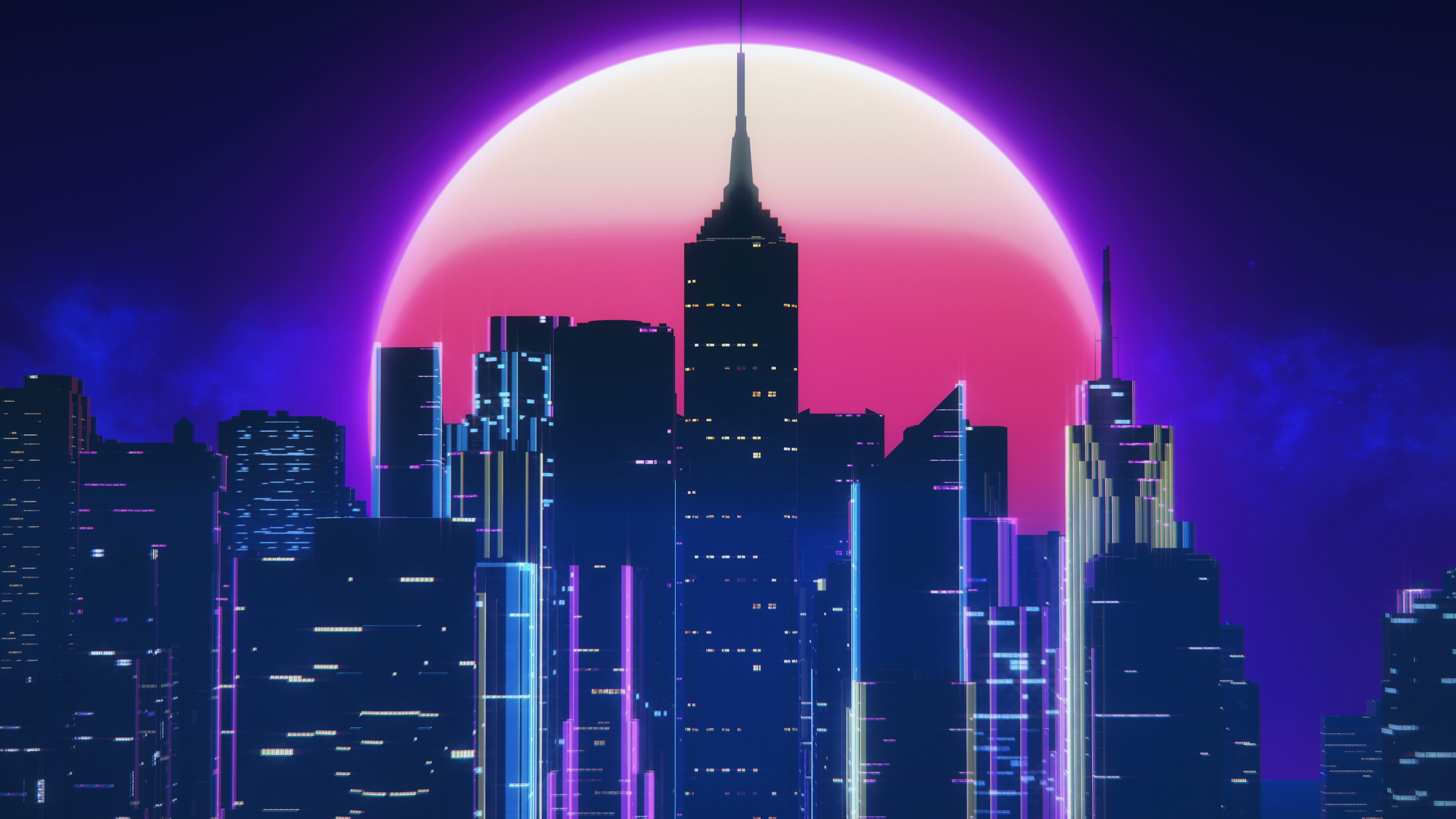 3840x2160 Synthwave City Retro Neon 4k, HD Artist, 4k Wallpaper, Desktop