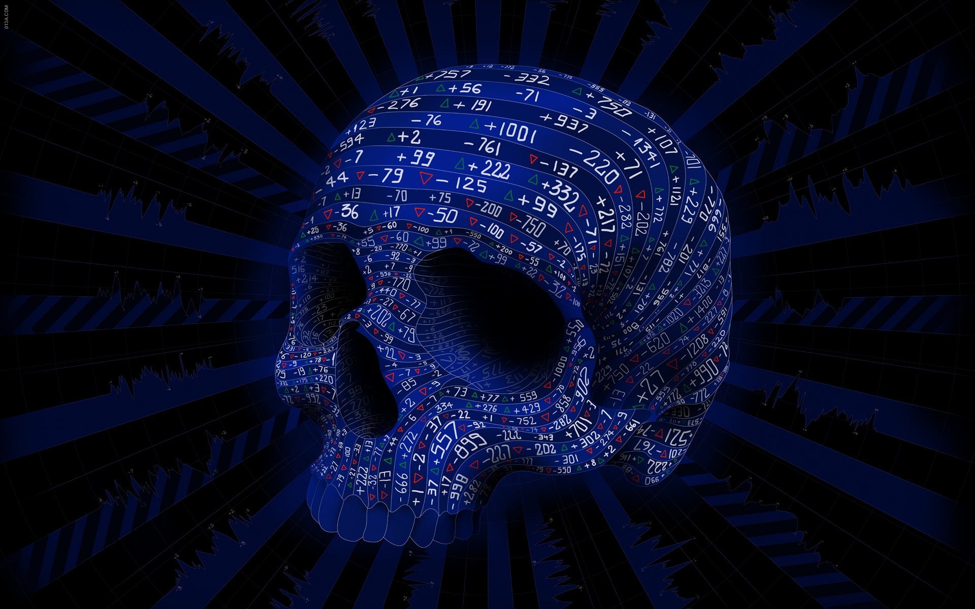 1920x1200 Blue Skull with Numbers and Symbols, Desktop