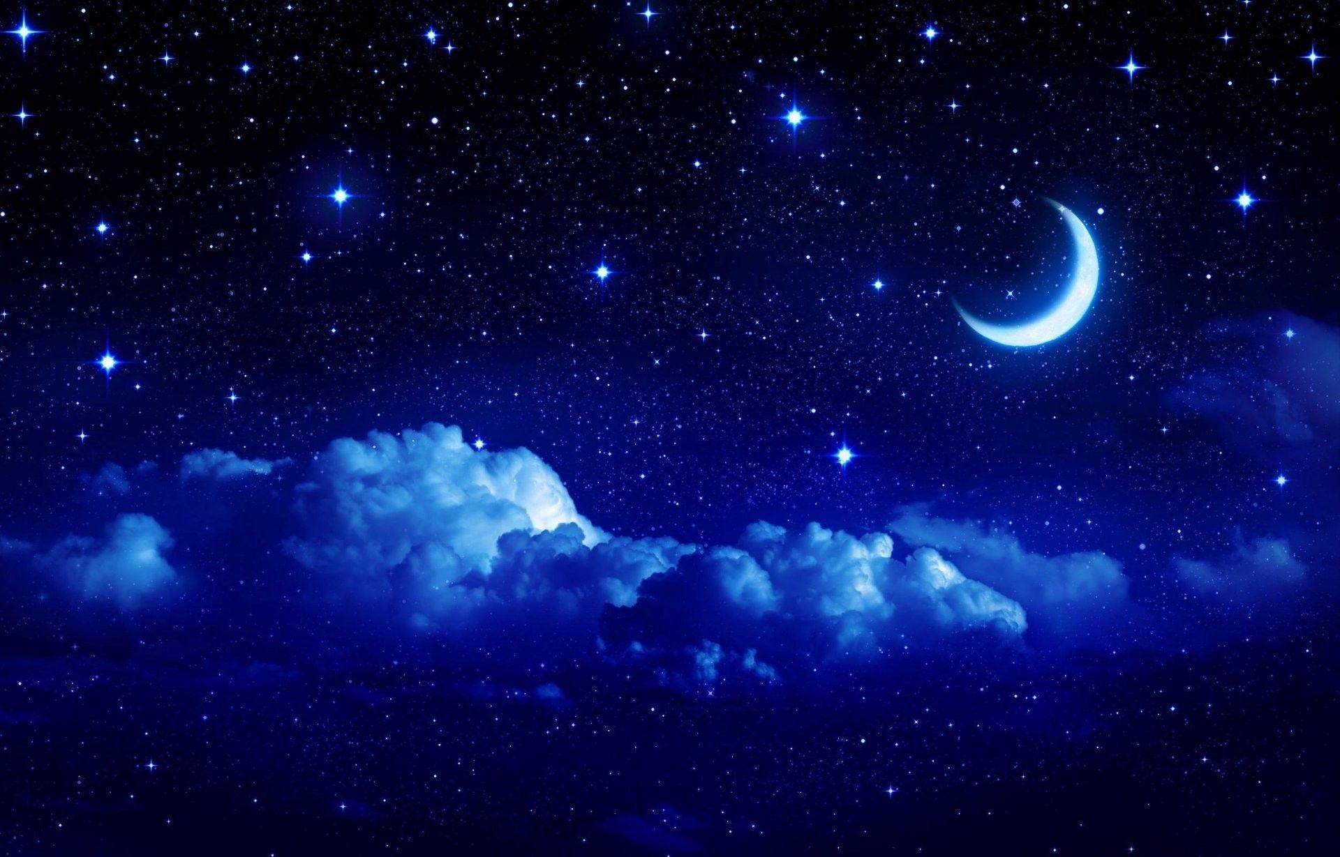 1920x1230 landscape star sky moon year crescent cloud clouds night, Desktop