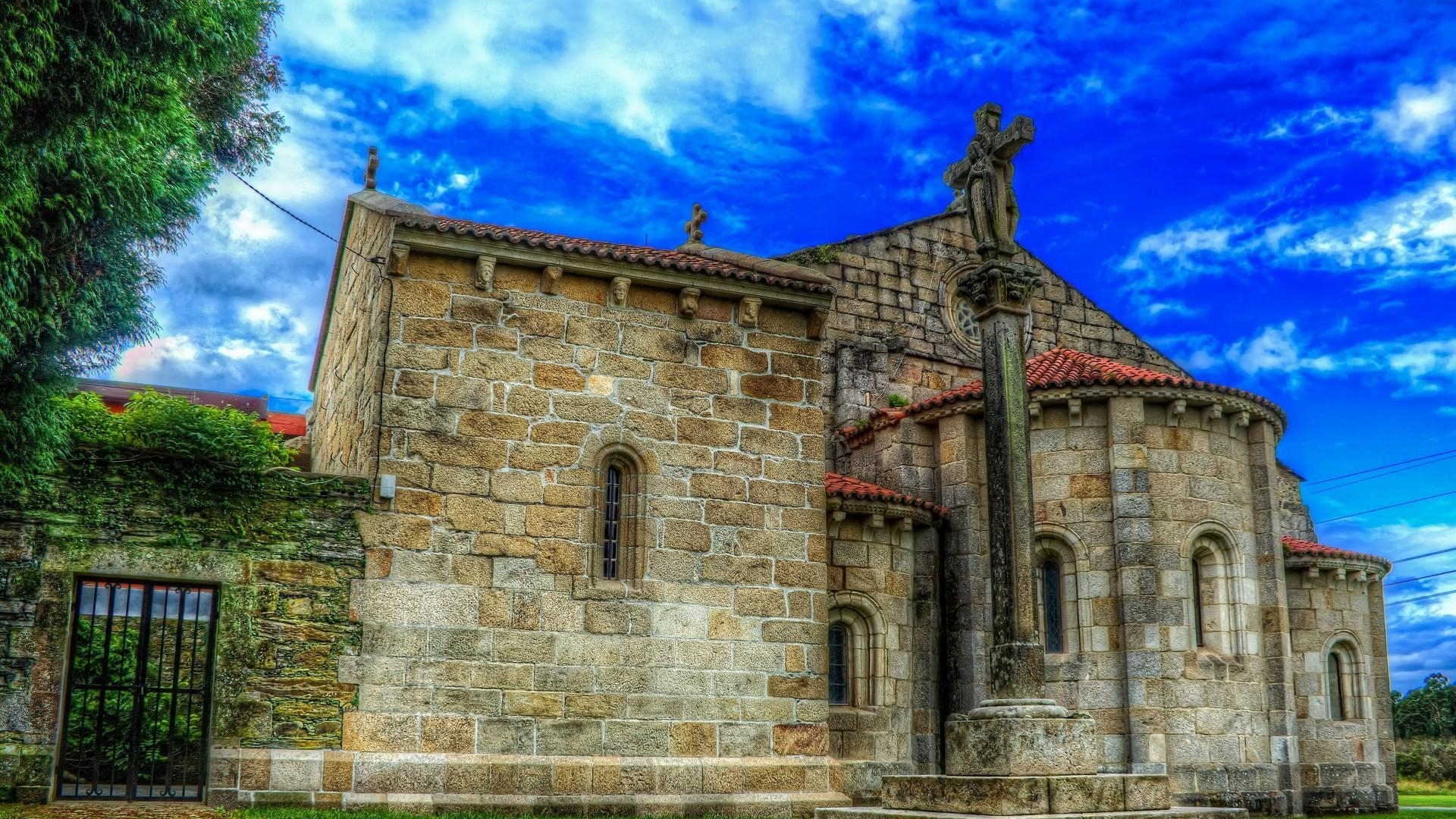 1920x1080 Religious: Beautiful San Salvador Monestary La Coruna Spain, Desktop