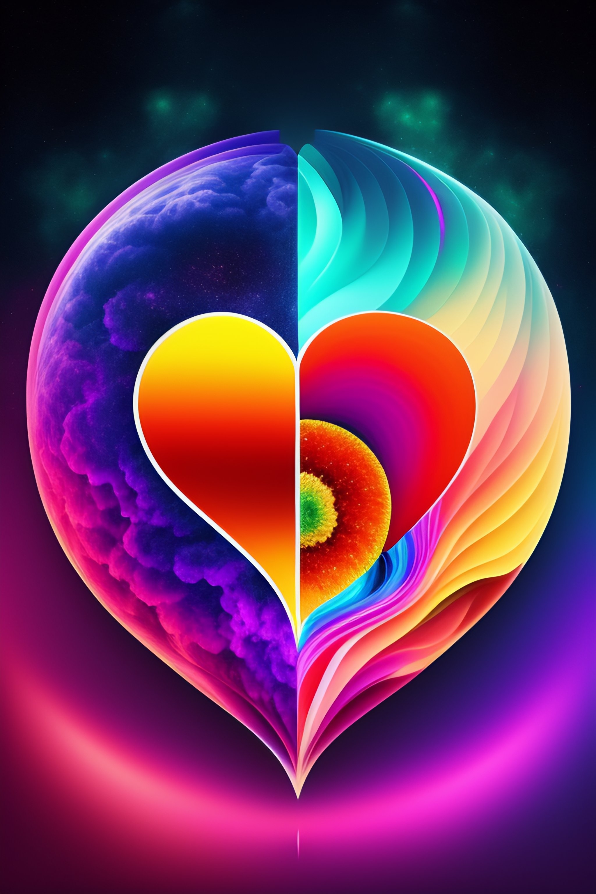 2050x3080 Half brain half heart, cosmos background, Phone