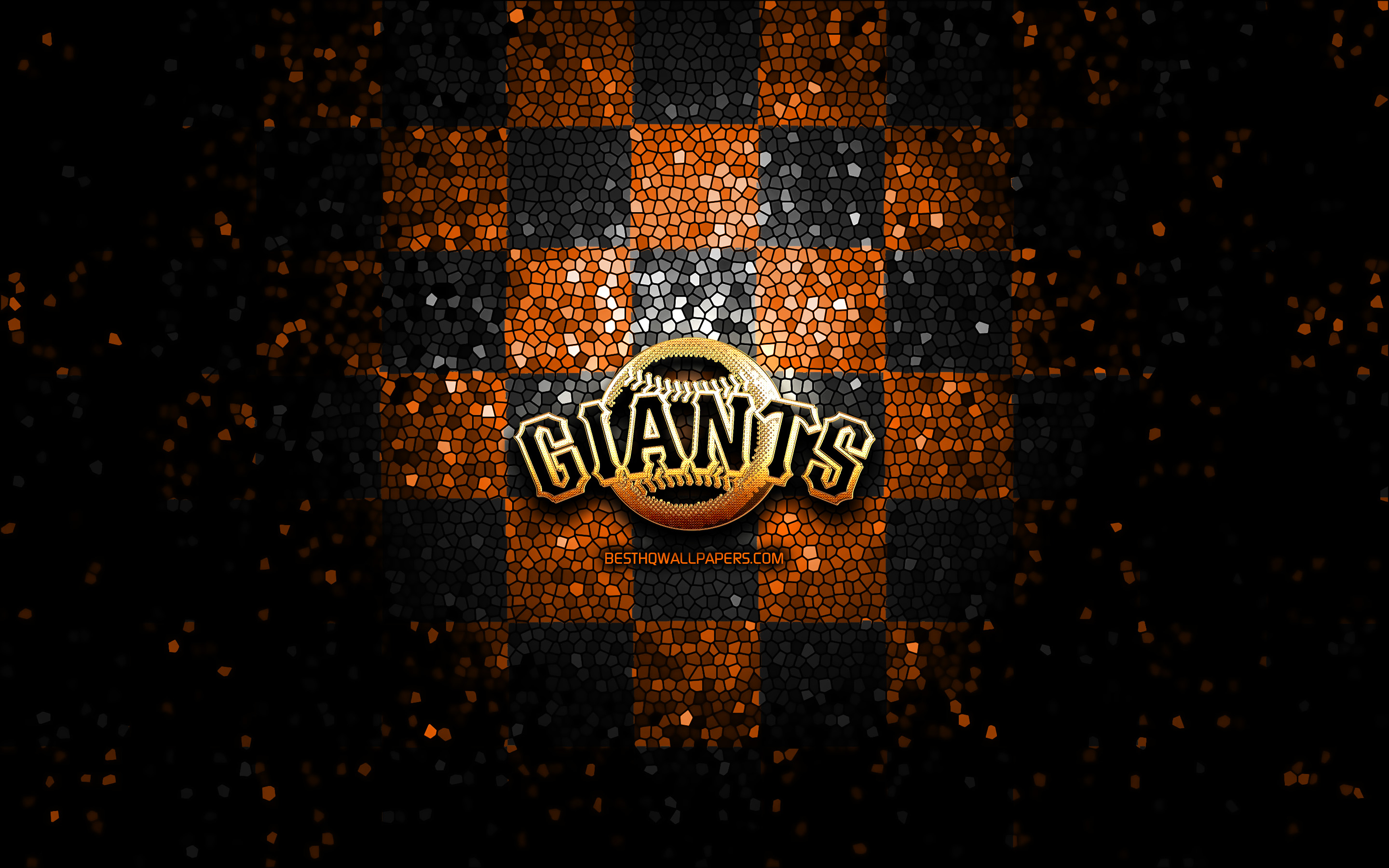 2880x1800 Download wallpaper San Francisco Giants, glitter logo, MLB, orange black checkered background, USA, american baseball team, Baltimore San Francisco Giants logo, mosaic art, baseball, America for desktop with resolution. High Quality, Desktop