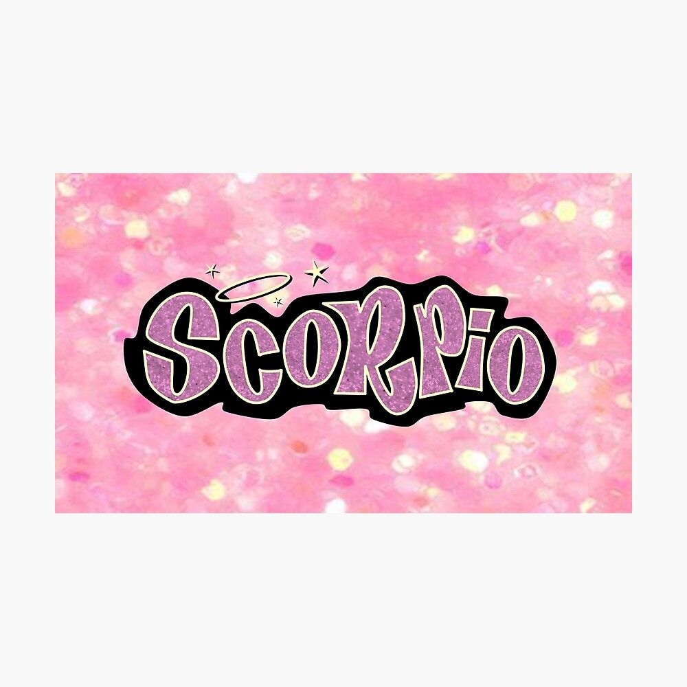 1000x1000 scorpio bratz style pink glitter font logo cute y2k aesthetic Poster, Phone