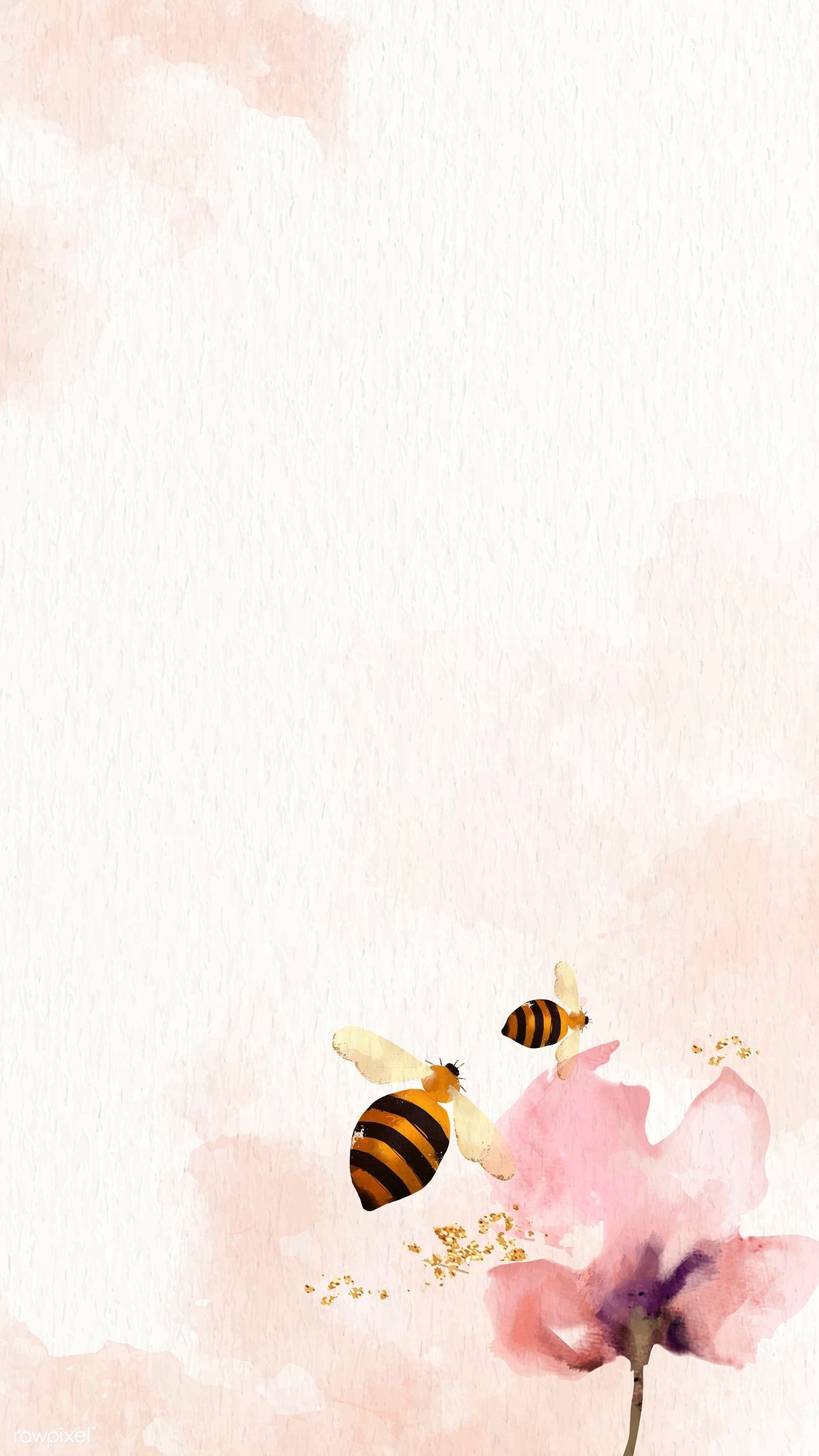 1400x2490 Download premium vector of Honey Bees and flower watercolor background. Watercolor flower background, Watercolor wallpaper iphone, Watercolor wallpaper phone, Phone