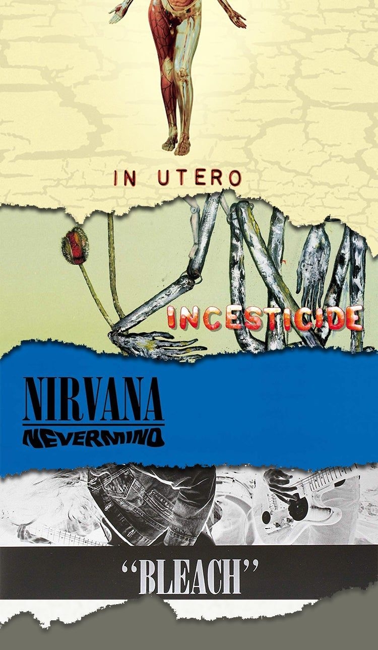 750x1290 Just a lil wallpaper I made :) (Obviously didn't make the album covers): Nirvana, Phone