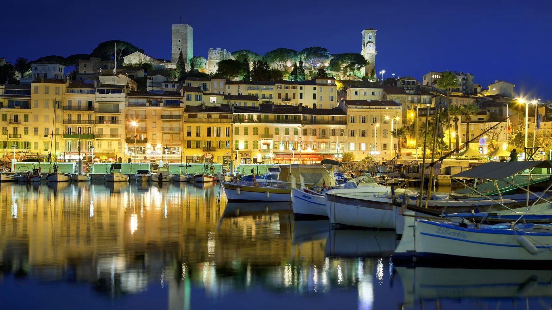 1920x1080 Wallpaper Alpes Maritimes, France, houses, old city, lights, Suquet, Desktop