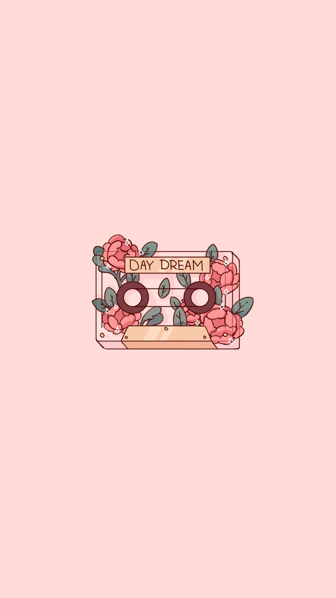 1080x1920 Cute Pink Romantic Day Dream Cassette Phone Wallpaper Doodle Drawing, Phone