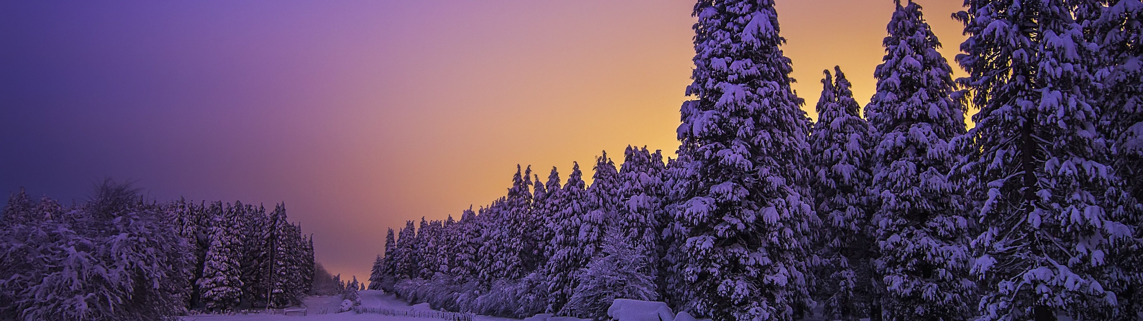 3840x1080 Landscape Wallpaper 4K, Purple sky, Nature, Dual Screen