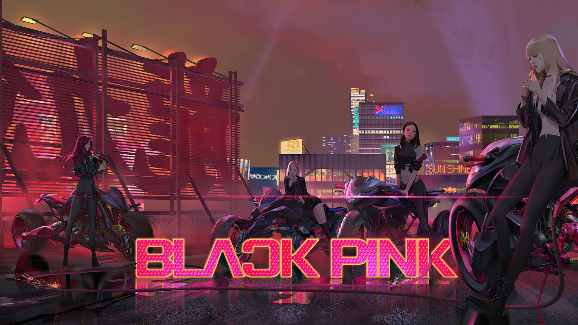 1920x1080 Pink Black Logo Wallpaper Laptop, Desktop