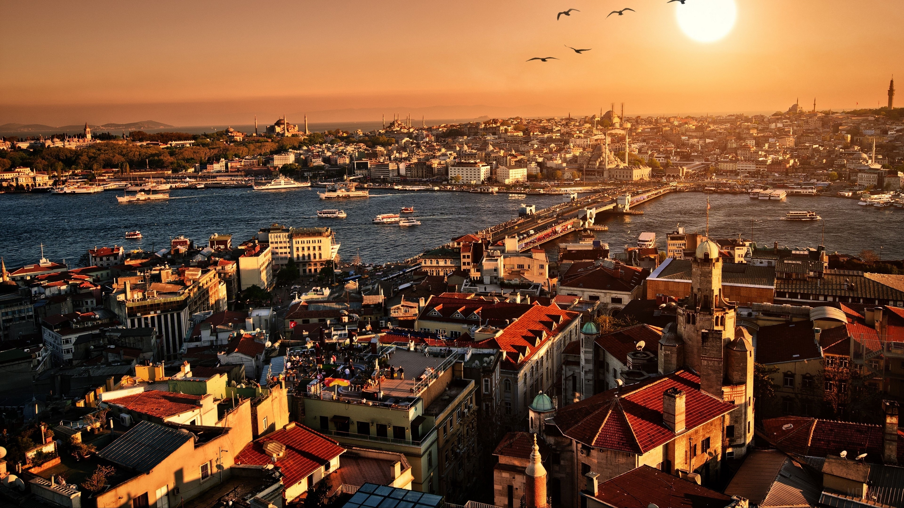 3840x2160 istanbul, sunset, top view, building 4k Gallery HD Wallpaper, Desktop