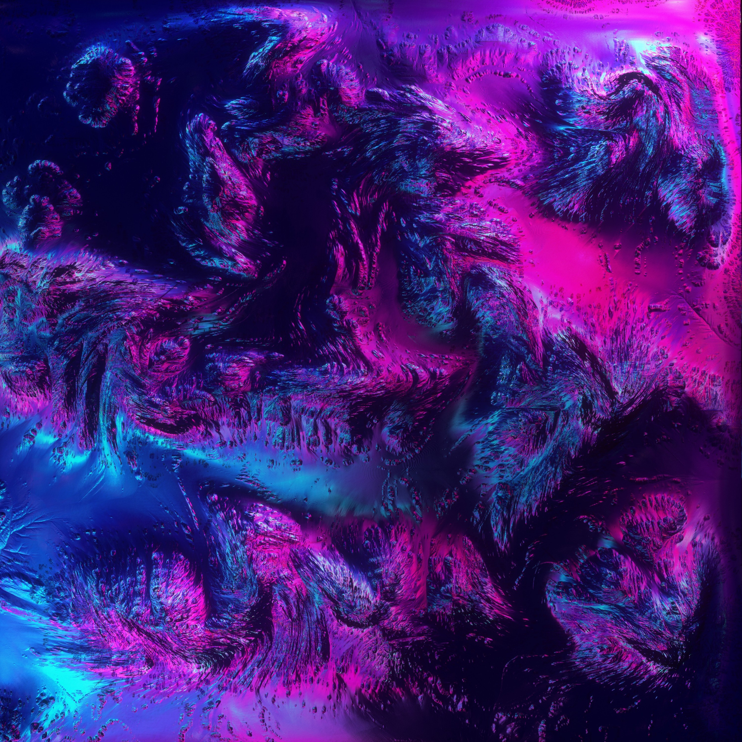 3000x3000 Download  Purple Terrain, Top View, Neon Colors Wallpaper, Phone