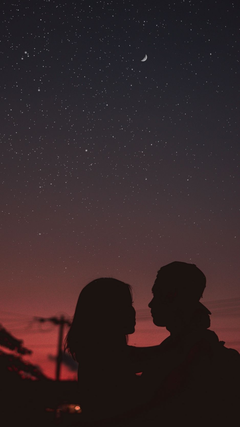 940x1670 Download Wallpaper  Couple, Silhouettes, Hugs, Night, Starry Sky Iphone 8 7 6s 6 For Parallax HD Background, Phone