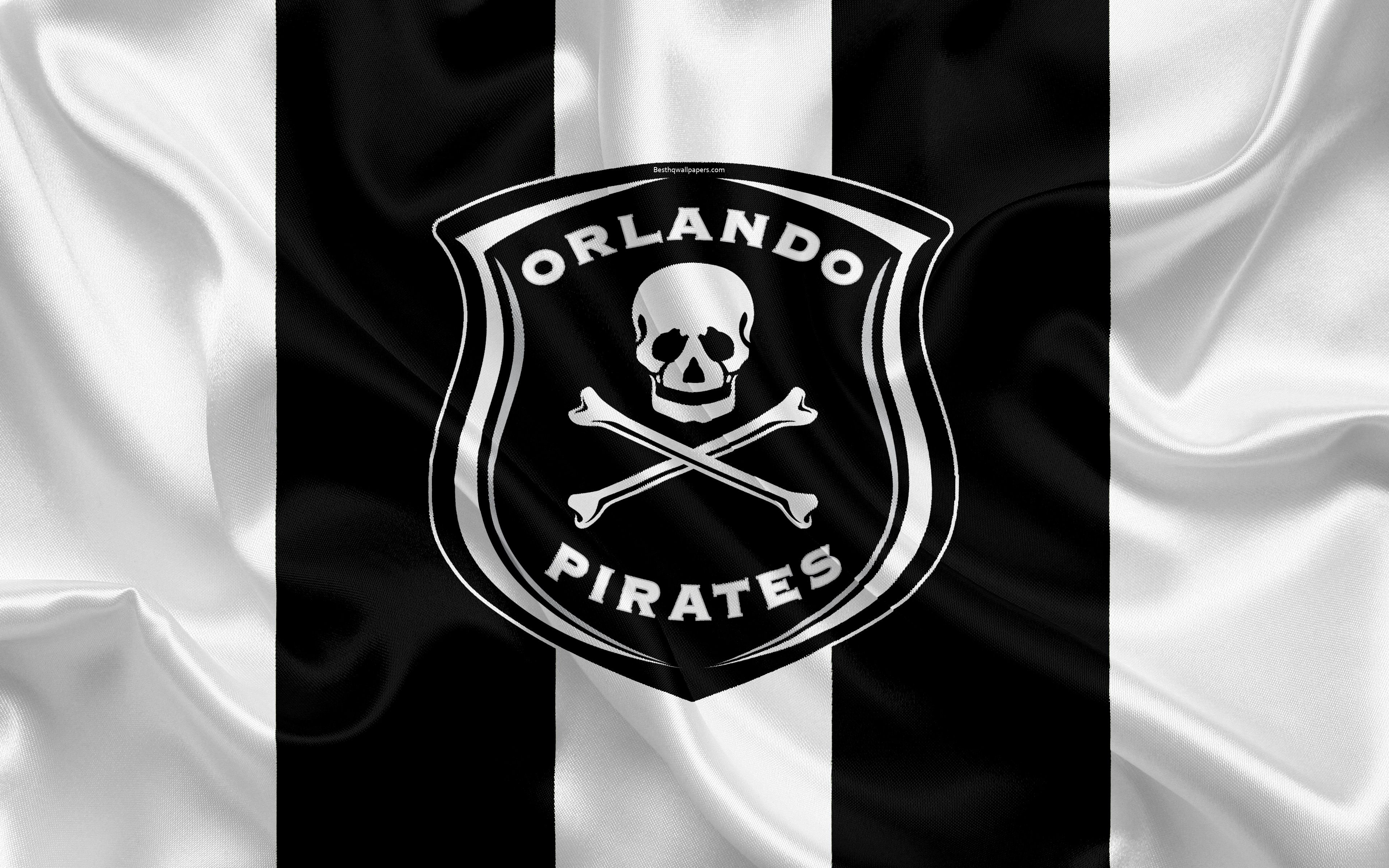 3840x2400 Download wallpaper Orlando Pirates FC, 4k, logo, black and white, Desktop