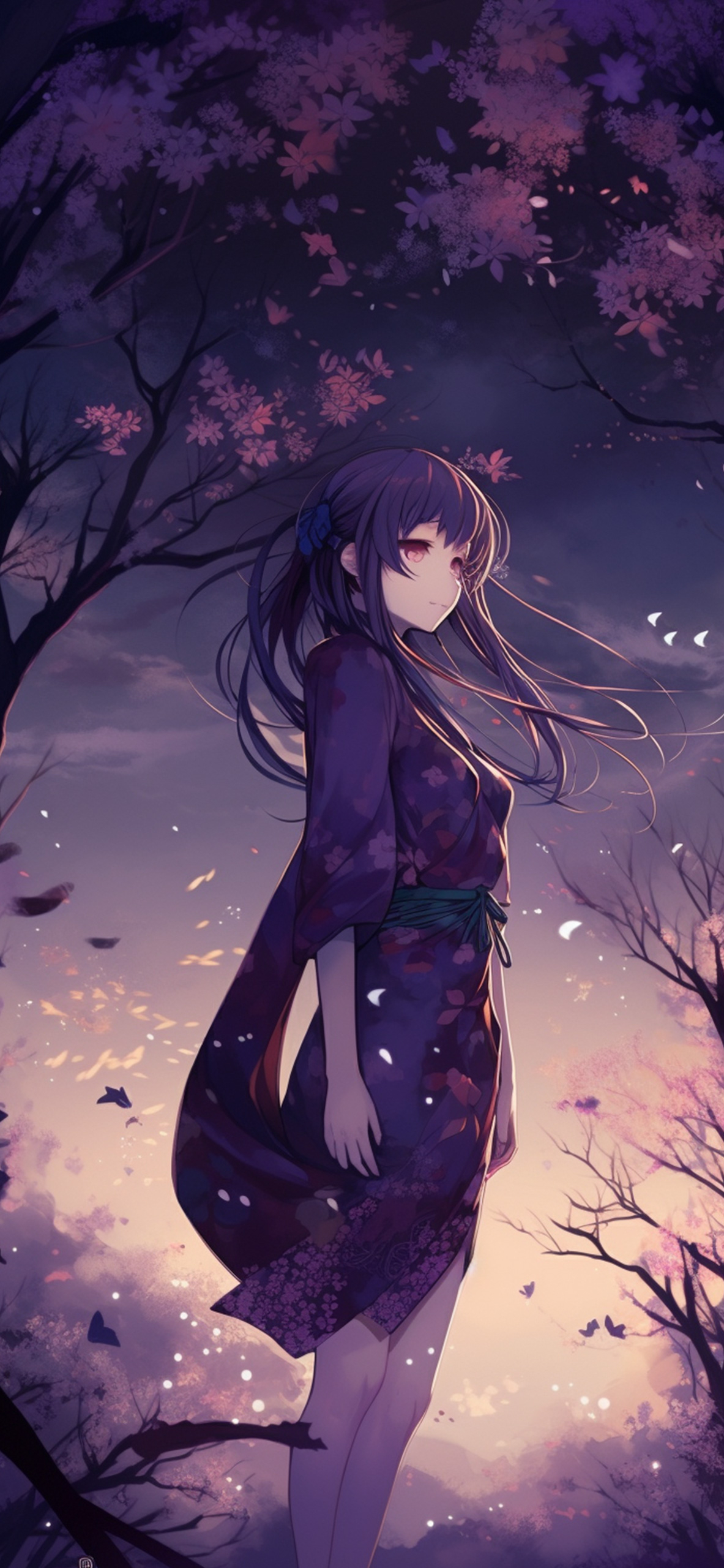 1190x2560 Girl Purple Anime Wallpaper Girl Wallpaper for iPhone, Phone