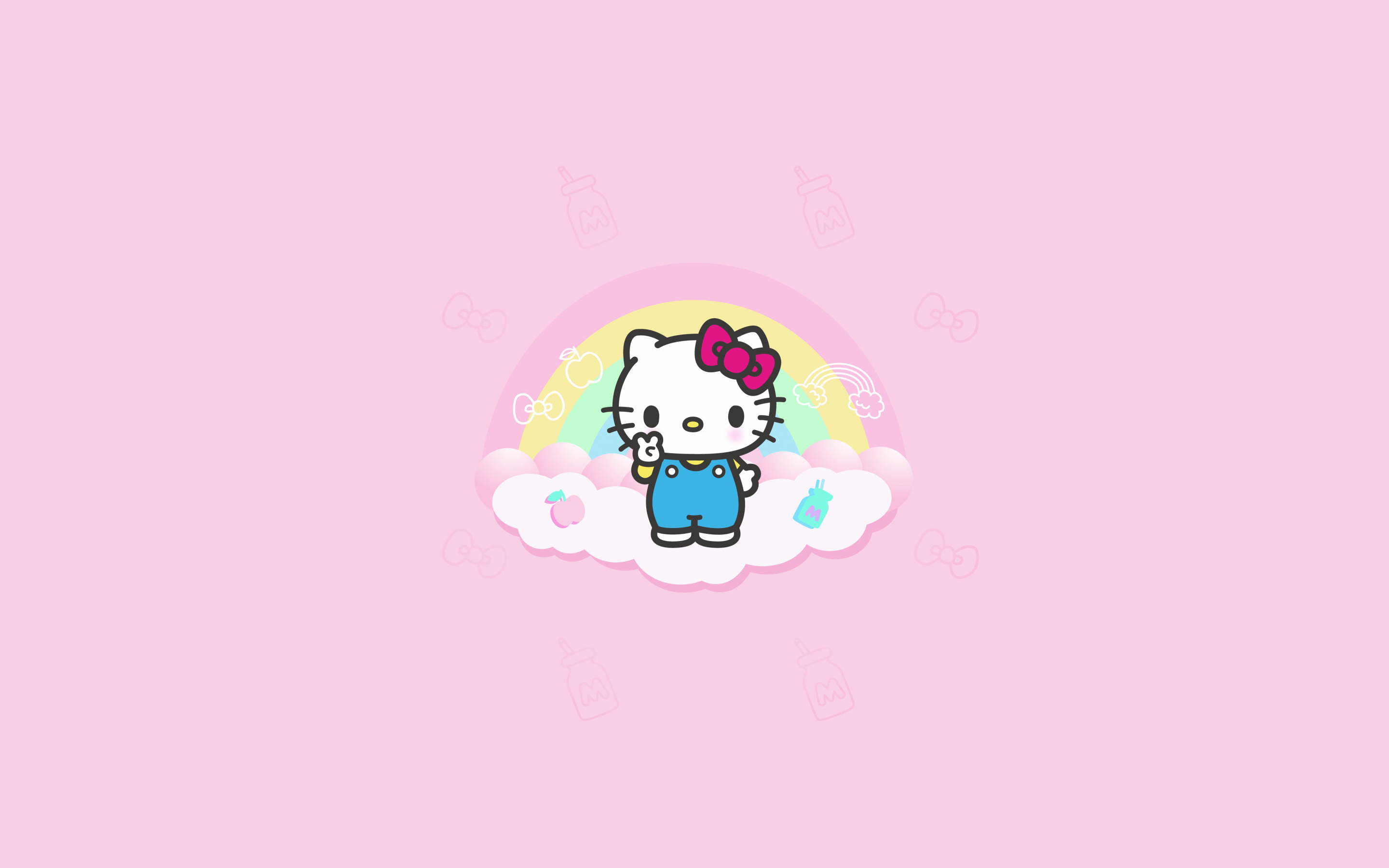 2880x1800 Hello Kitty minimal Wallpaper 4K, Pink background, Cute, Desktop