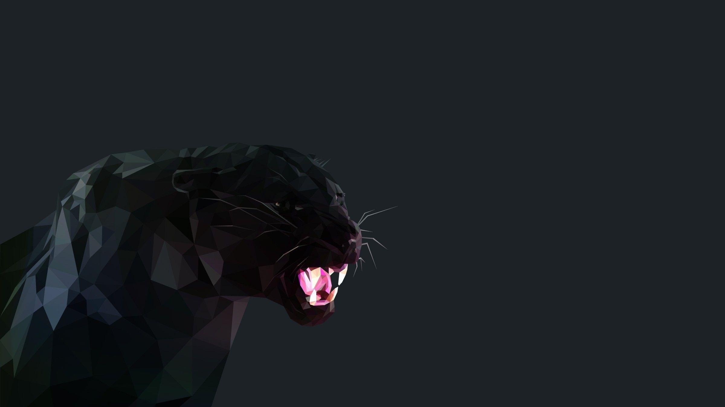 2400x1350 black panther cat low poly Wallpaper HD / Desktop and Mobile, Desktop