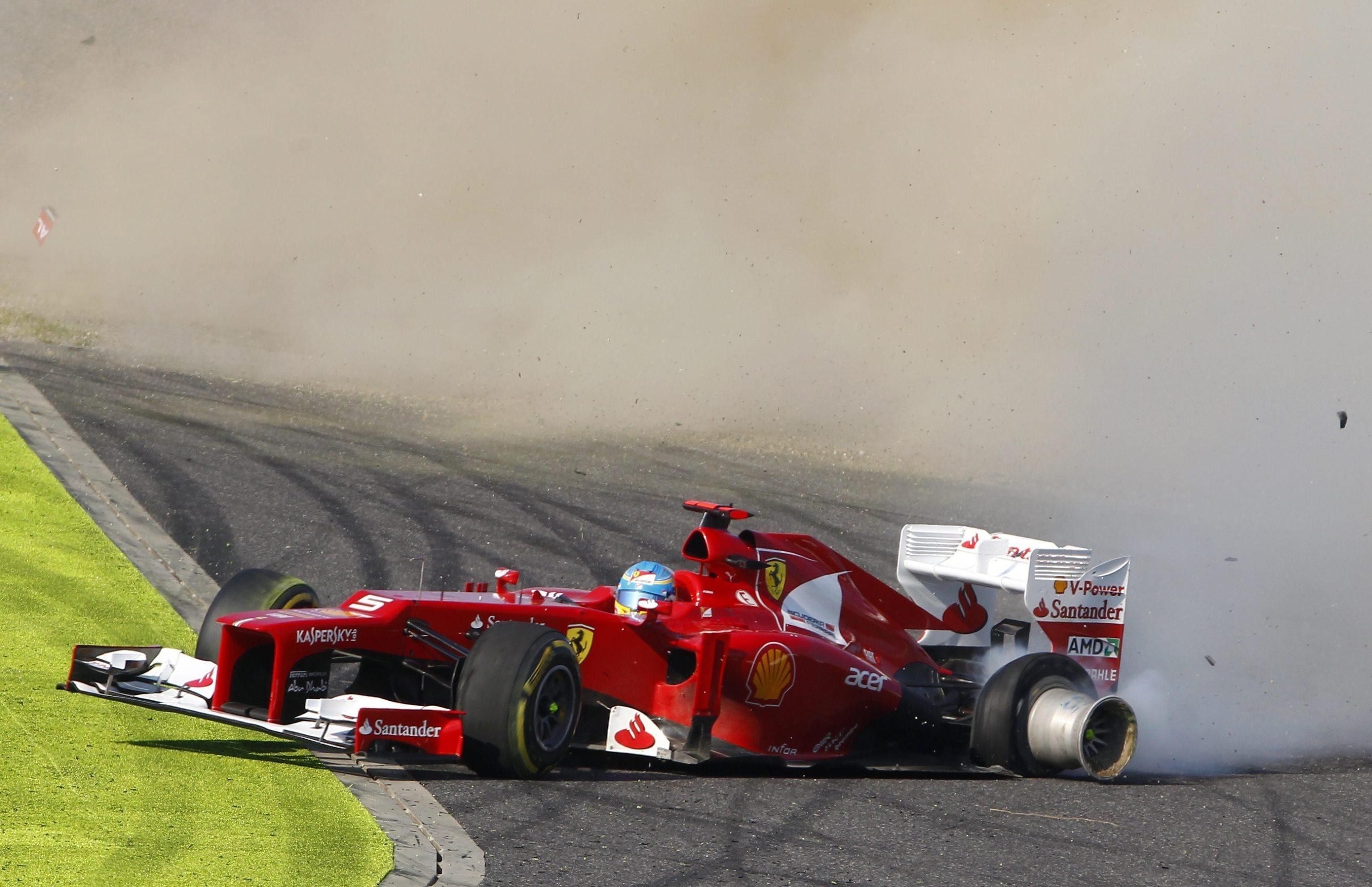 3080x1990 cars, Ferrari, crash, Formula One, Fernando Alonso, alonso, Grand, Desktop